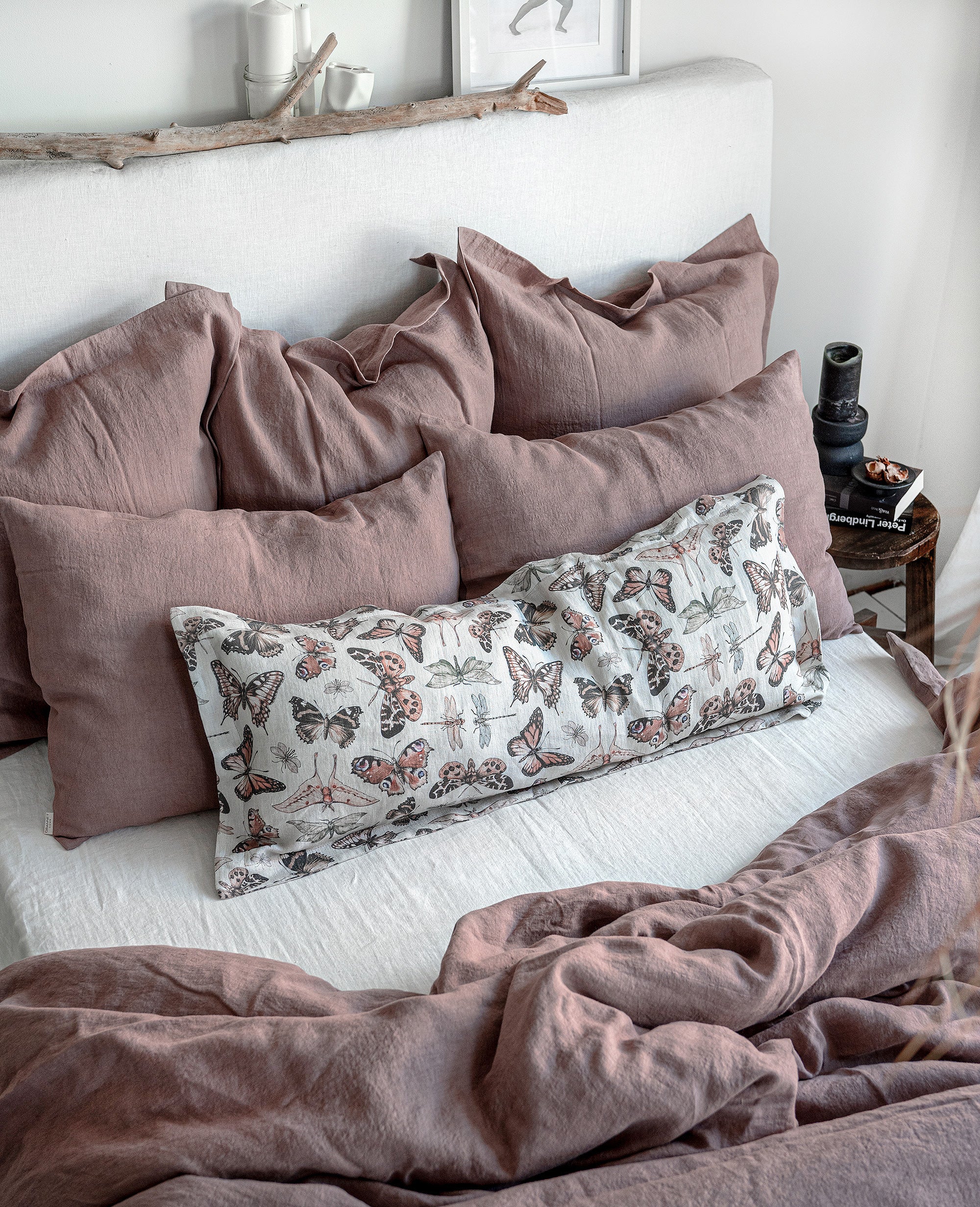 Linen Duvet Cover in Butterfly pattern
