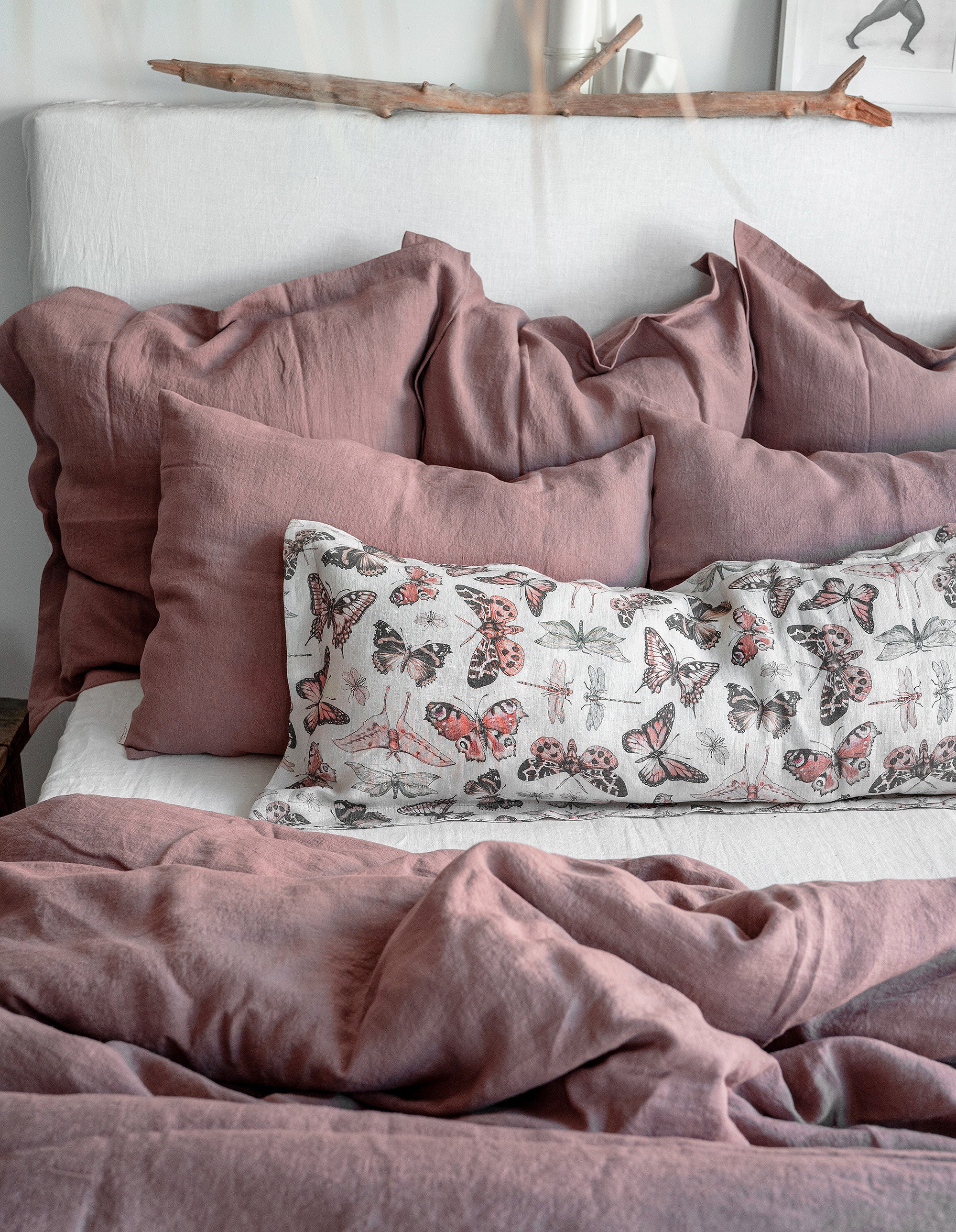 Linen Flat Sheet in Butterfly pattern