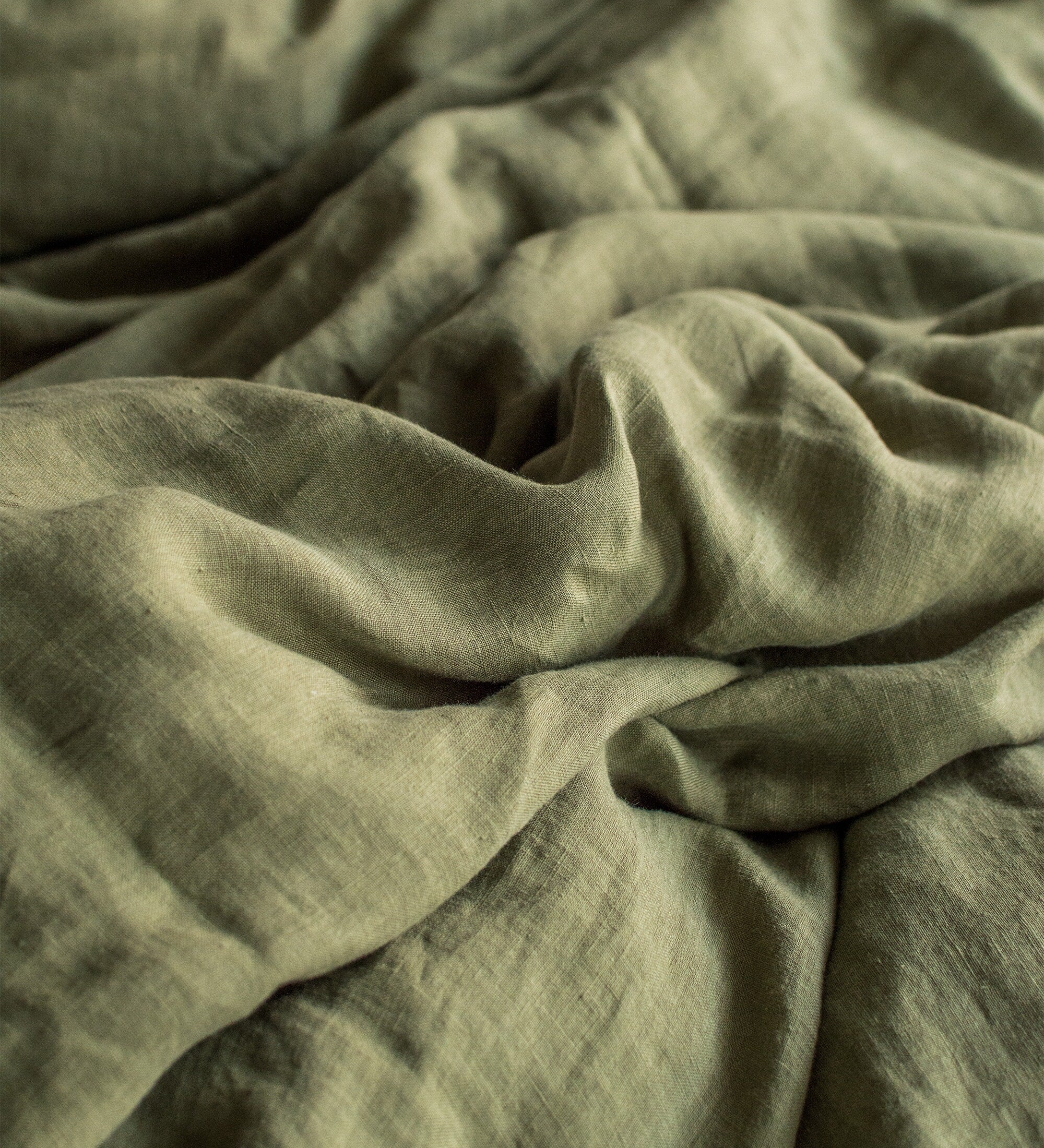 Linen Duvet Cover in Olive Green