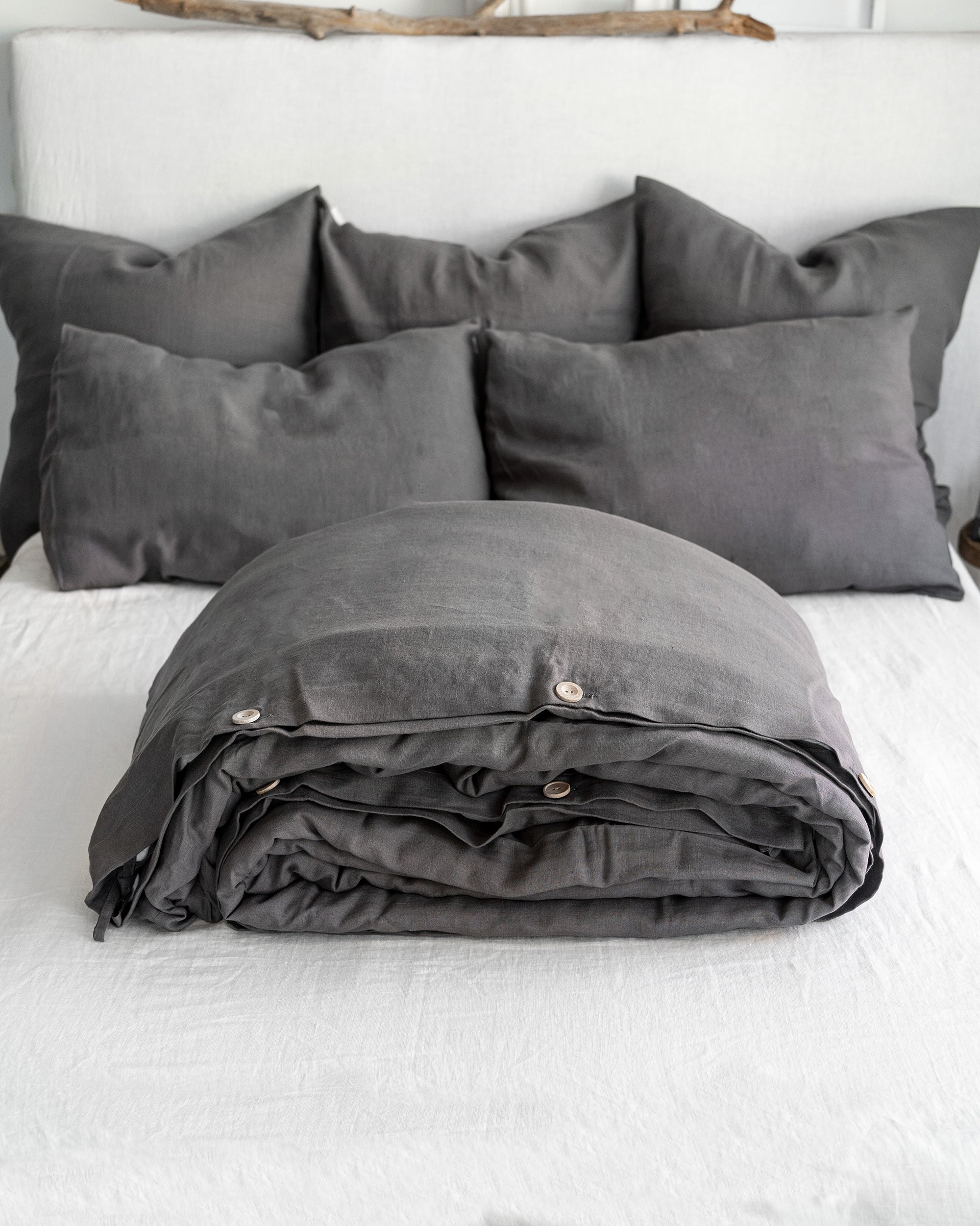 Linen Duvet Cover in Charcoal Gray