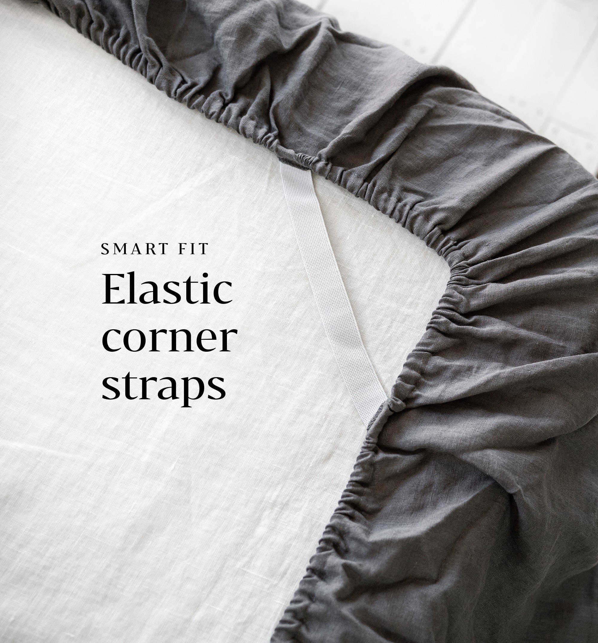 Linen Fitted Sheet in Charcoal Gray