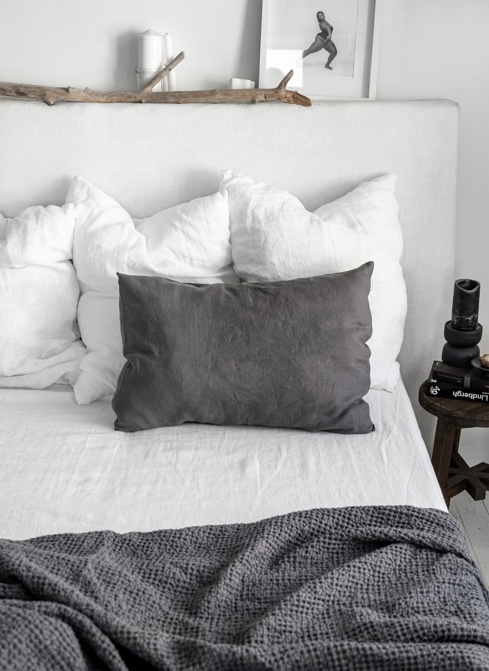 Linen Pillowcase in Charcoal Gray