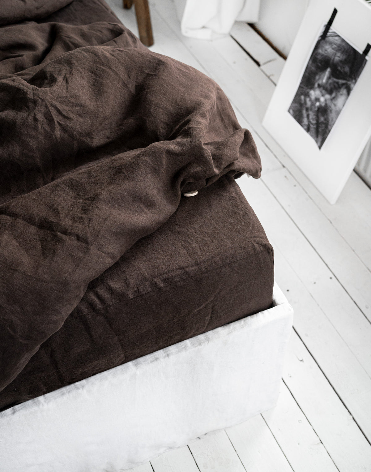 Linen Flat Sheet in Chocolate