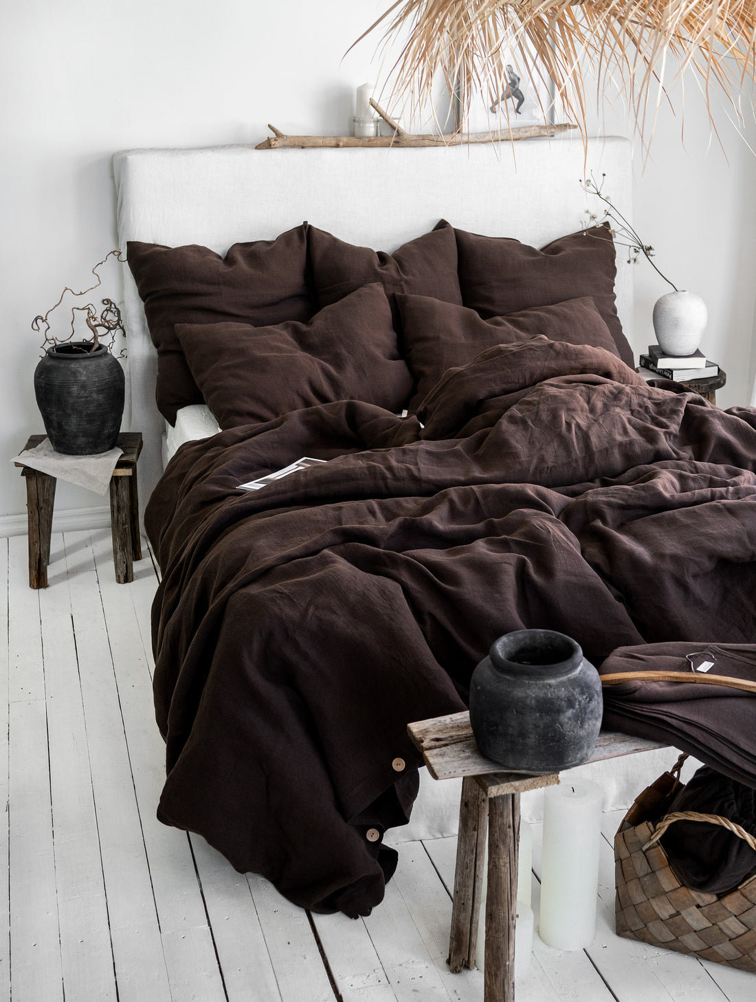 Linen Fitted Sheet in Chocolate