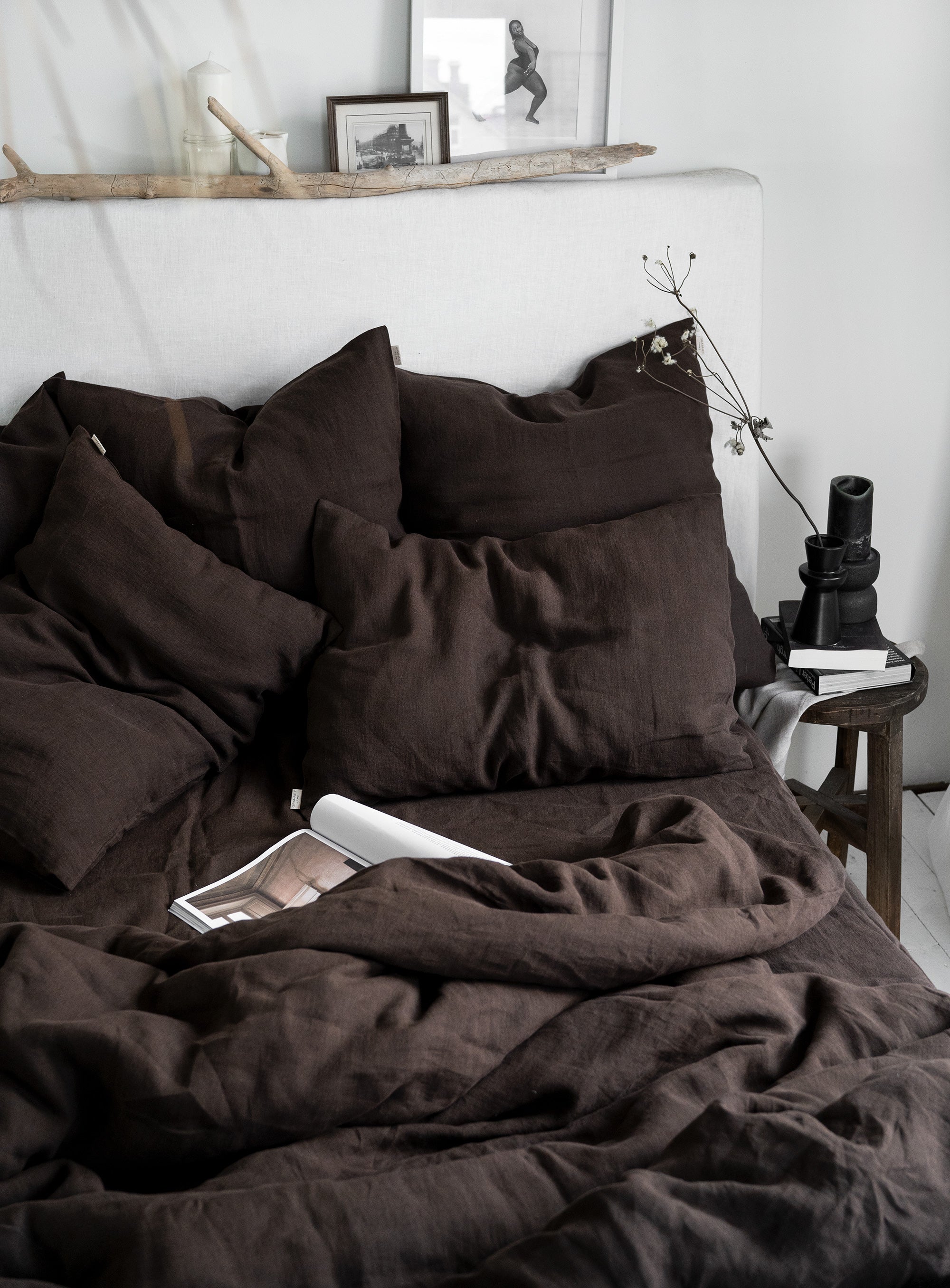 Linen Pillowcase in Chocolate