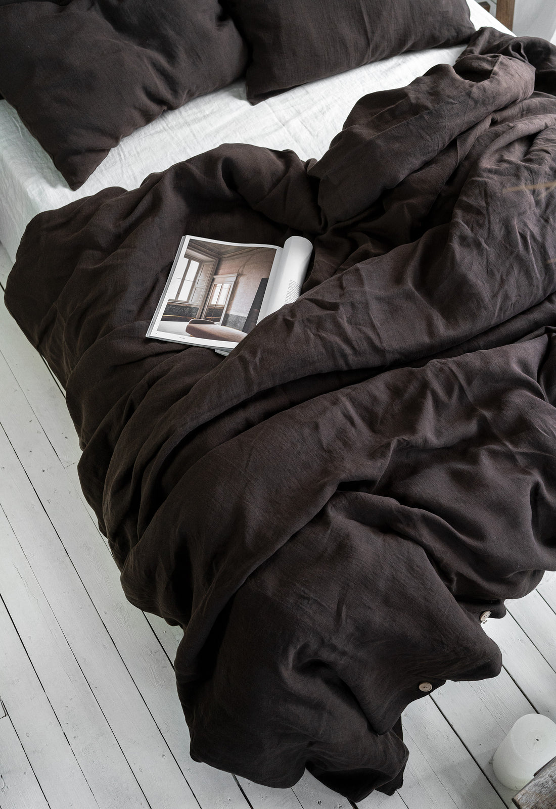 Linen Flat Sheet in Chocolate
