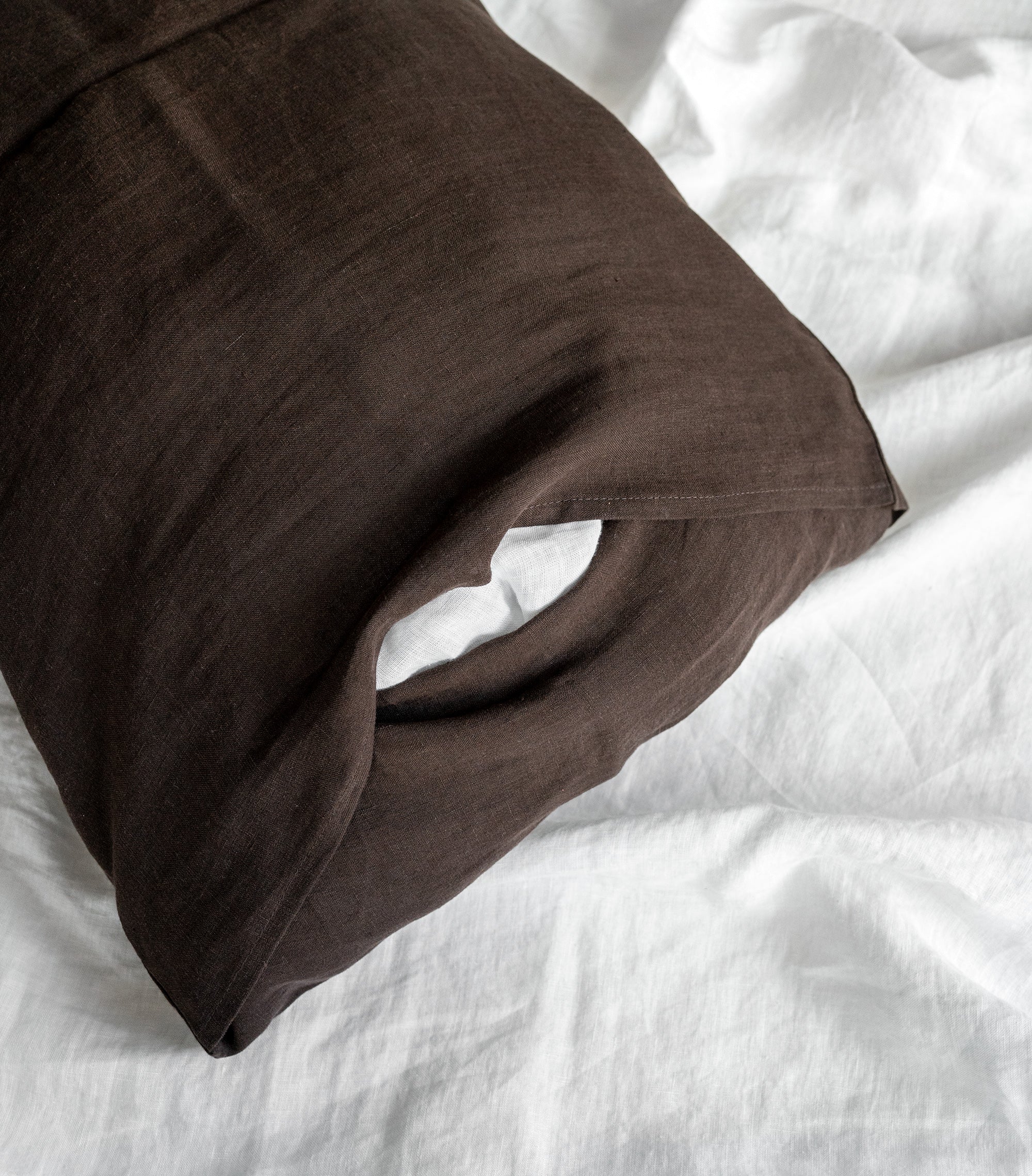 Linen Pillowcase in Chocolate