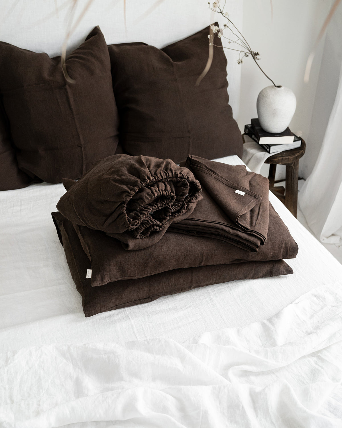 Linen Sheet Set in Chocolate