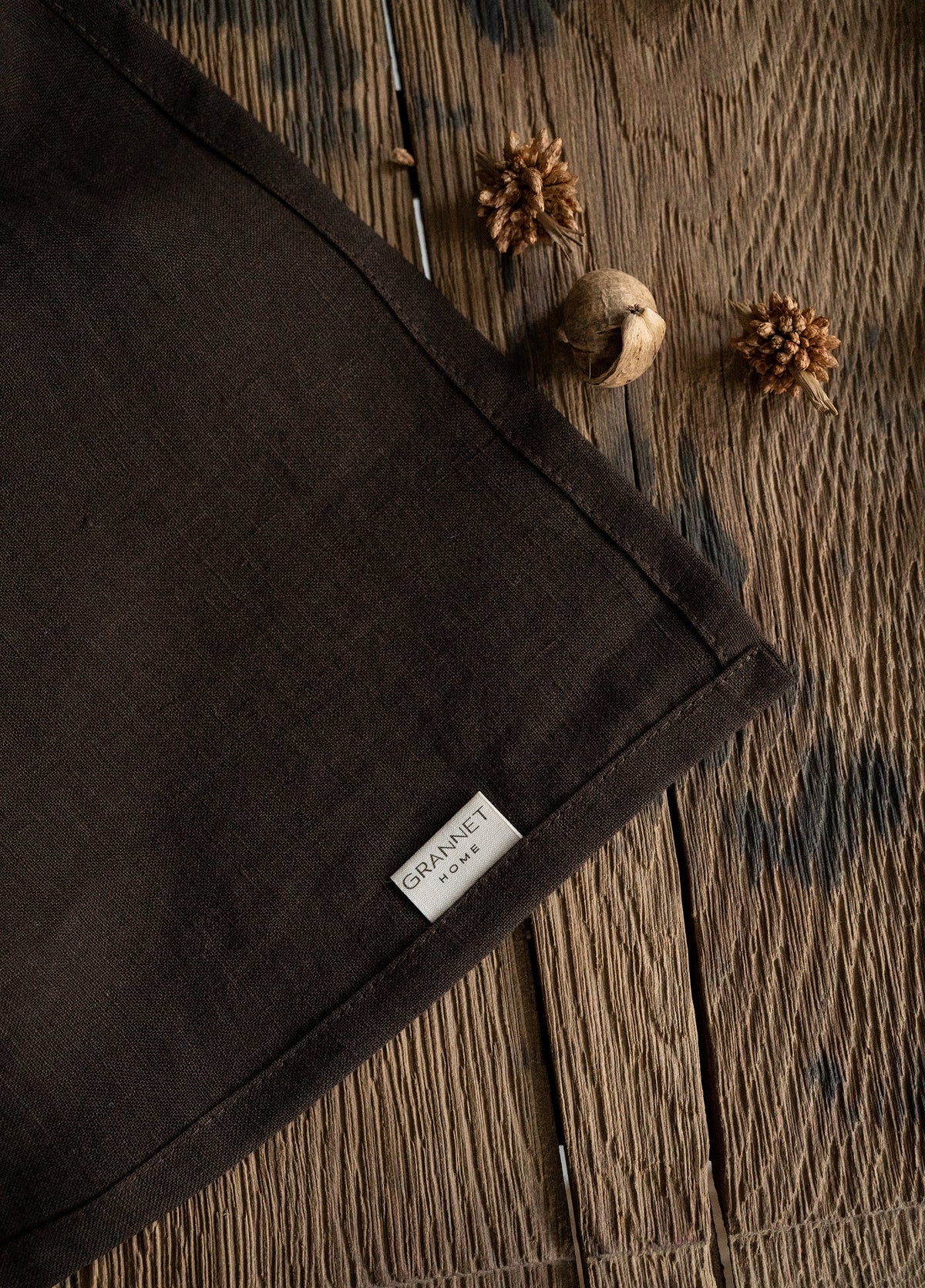 Linen Table Runner in Chocolate