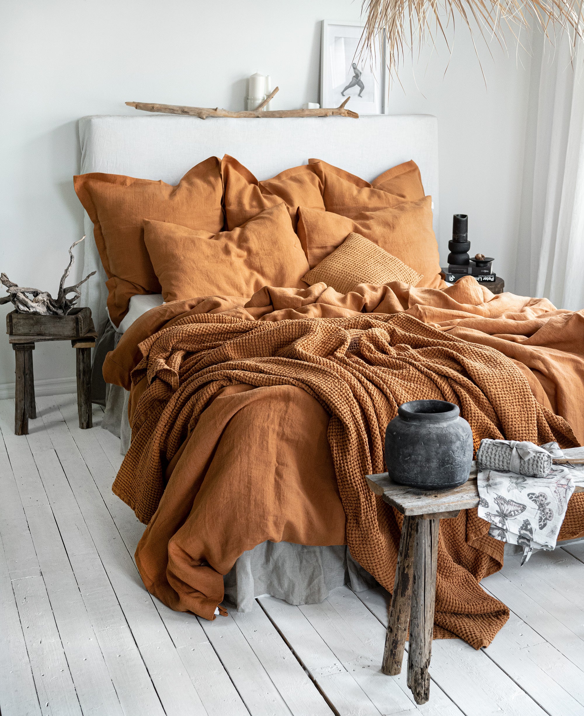 Linen Bedding Set in Cinnamon - Duvet Cover & 2 Pillowcases