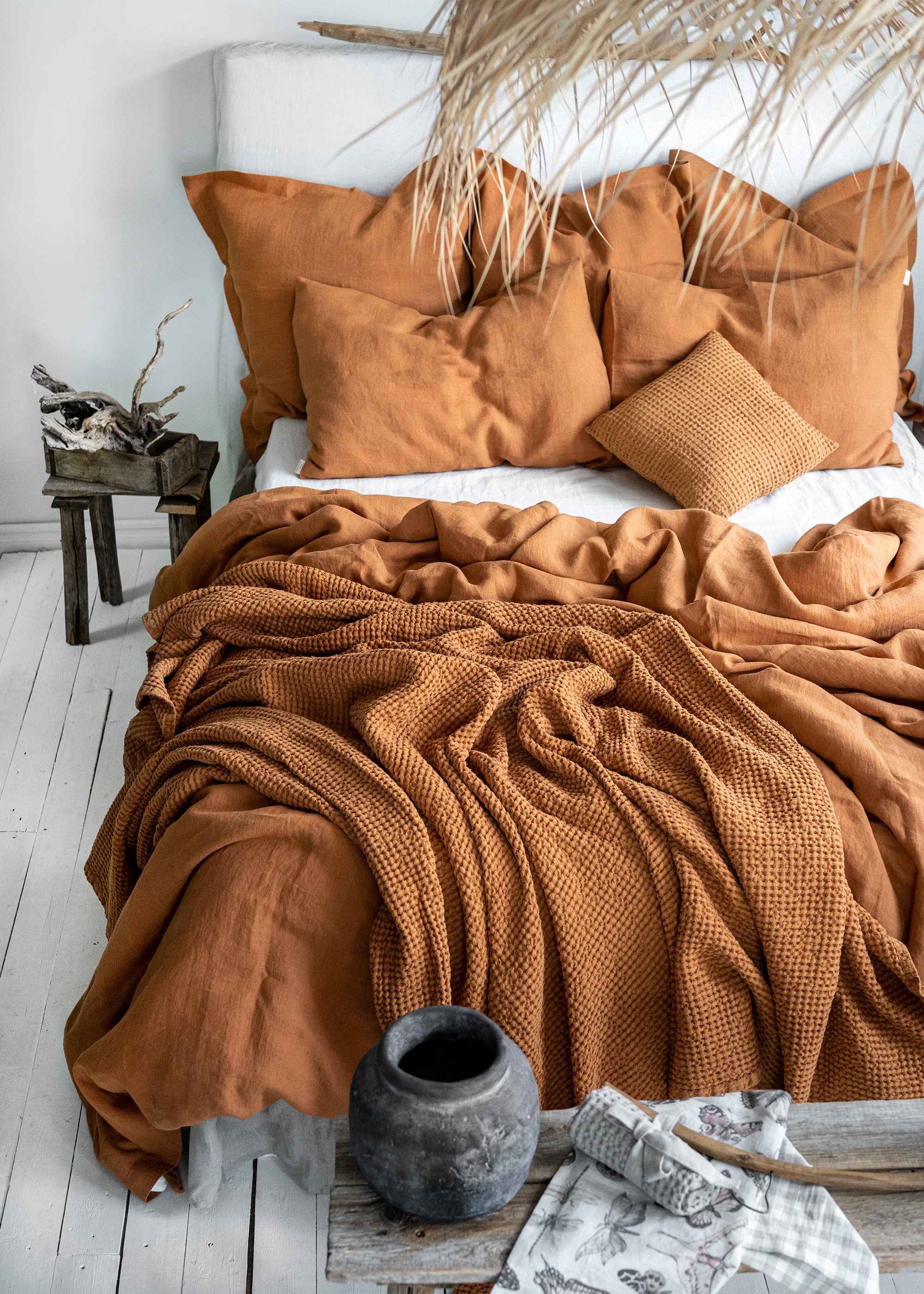 Linen Flat Sheet in Cinnamon