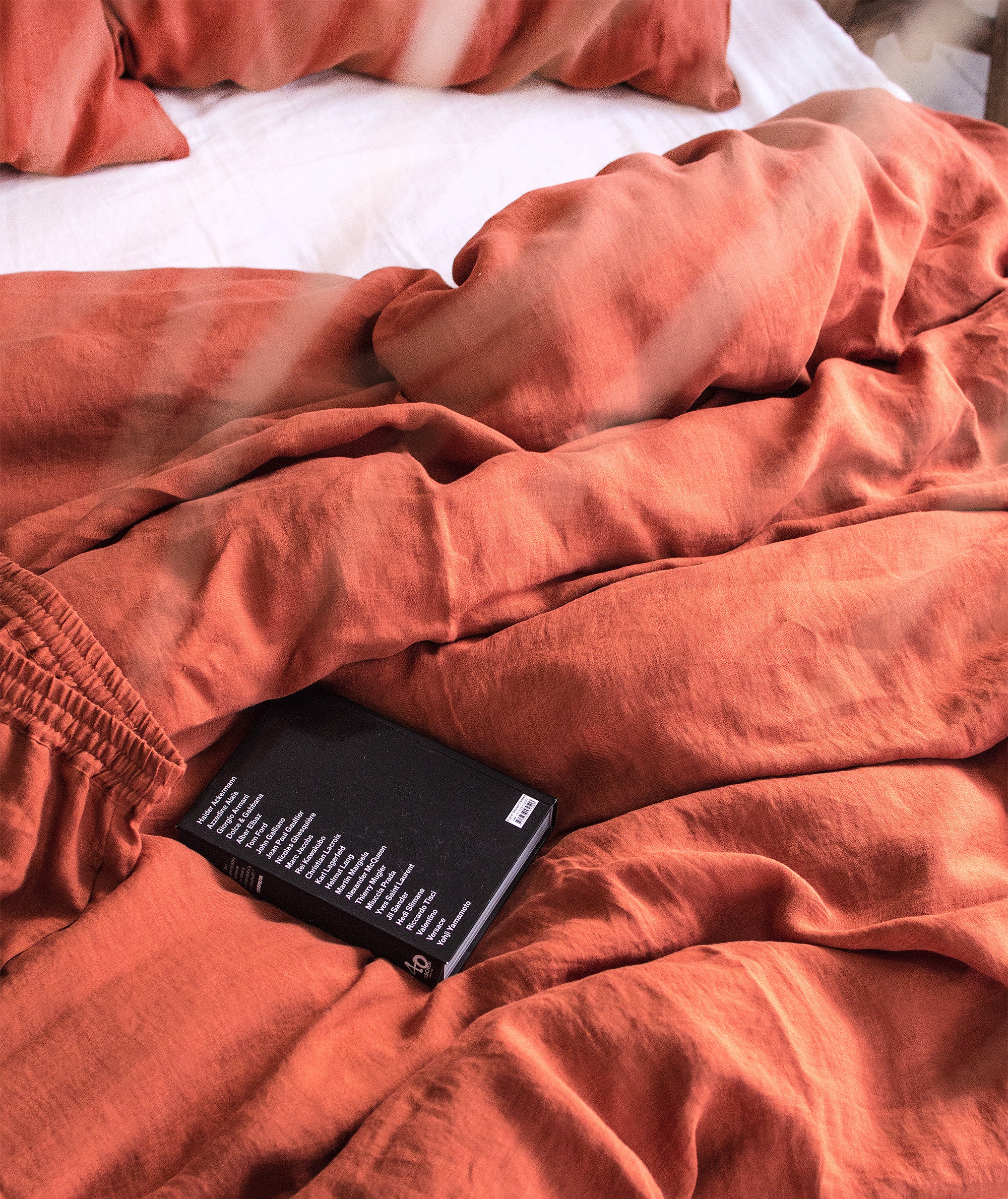 Linen Flat Sheet in Clay Red