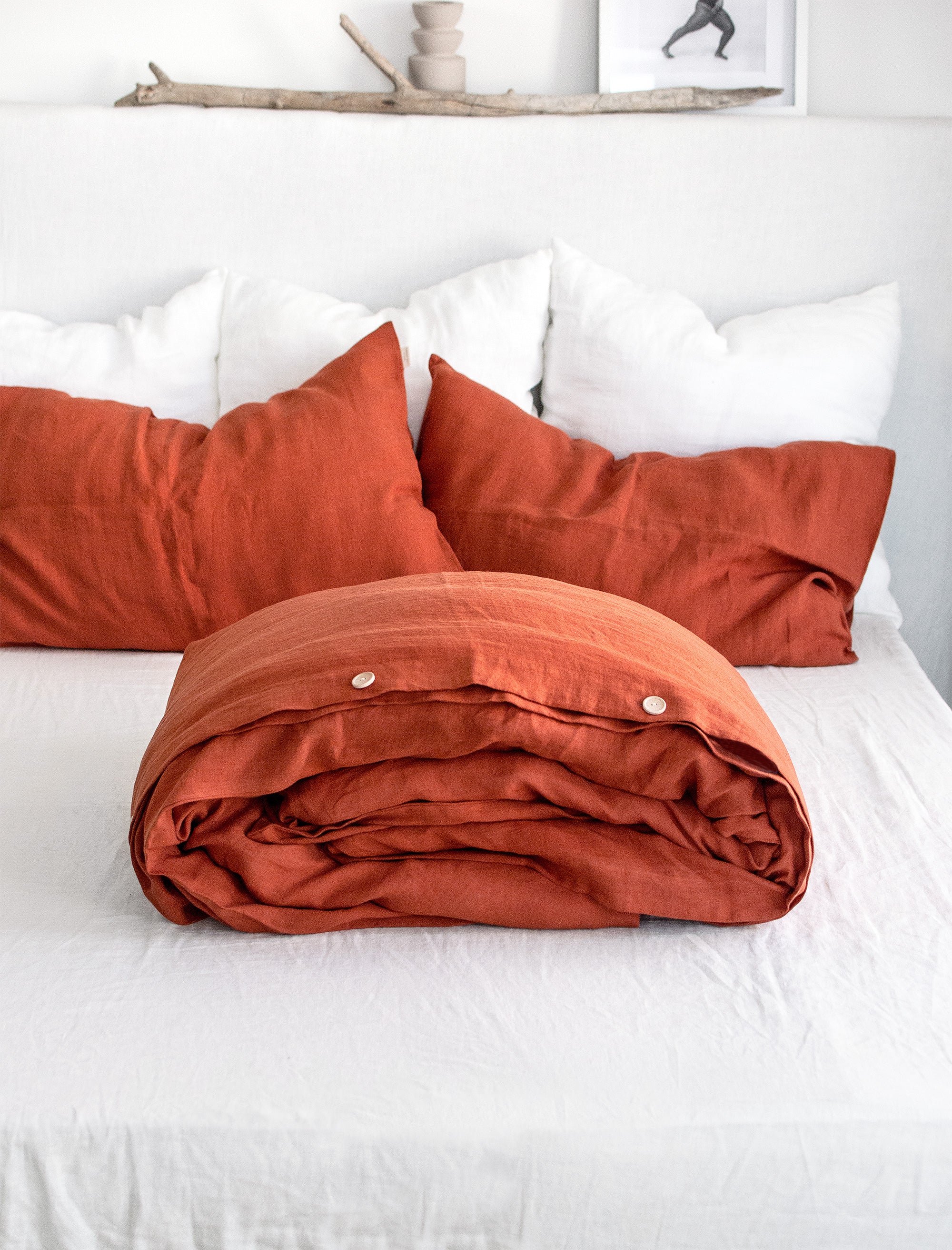 Linen Duvet Cover in Clay Red
