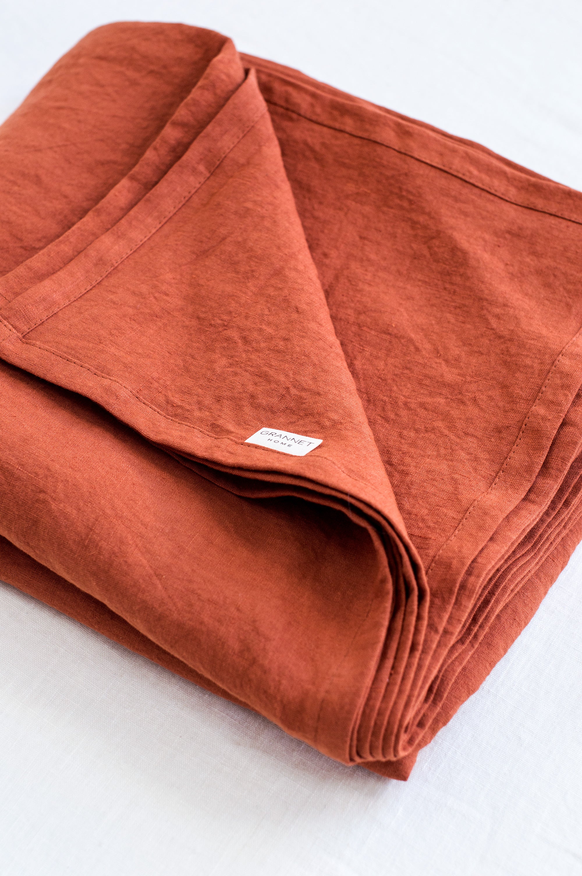 Linen Flat Sheet in Clay Red