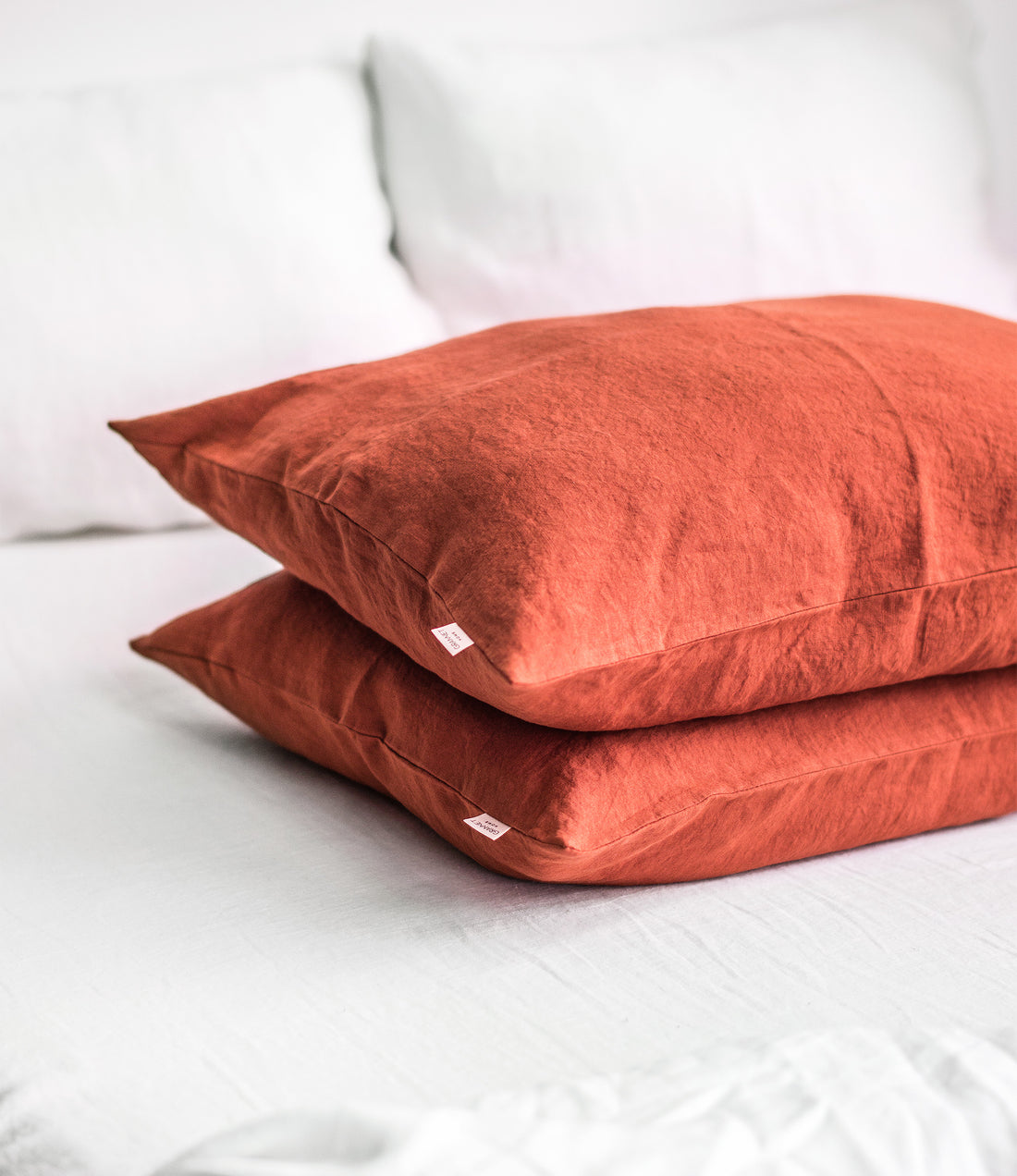 Linen Pillowcase in Clay Red