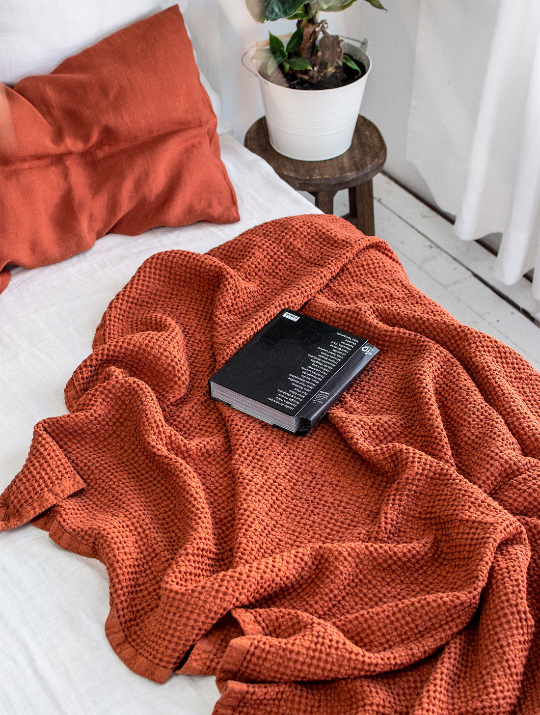 Waffle Blanket in Clay Red