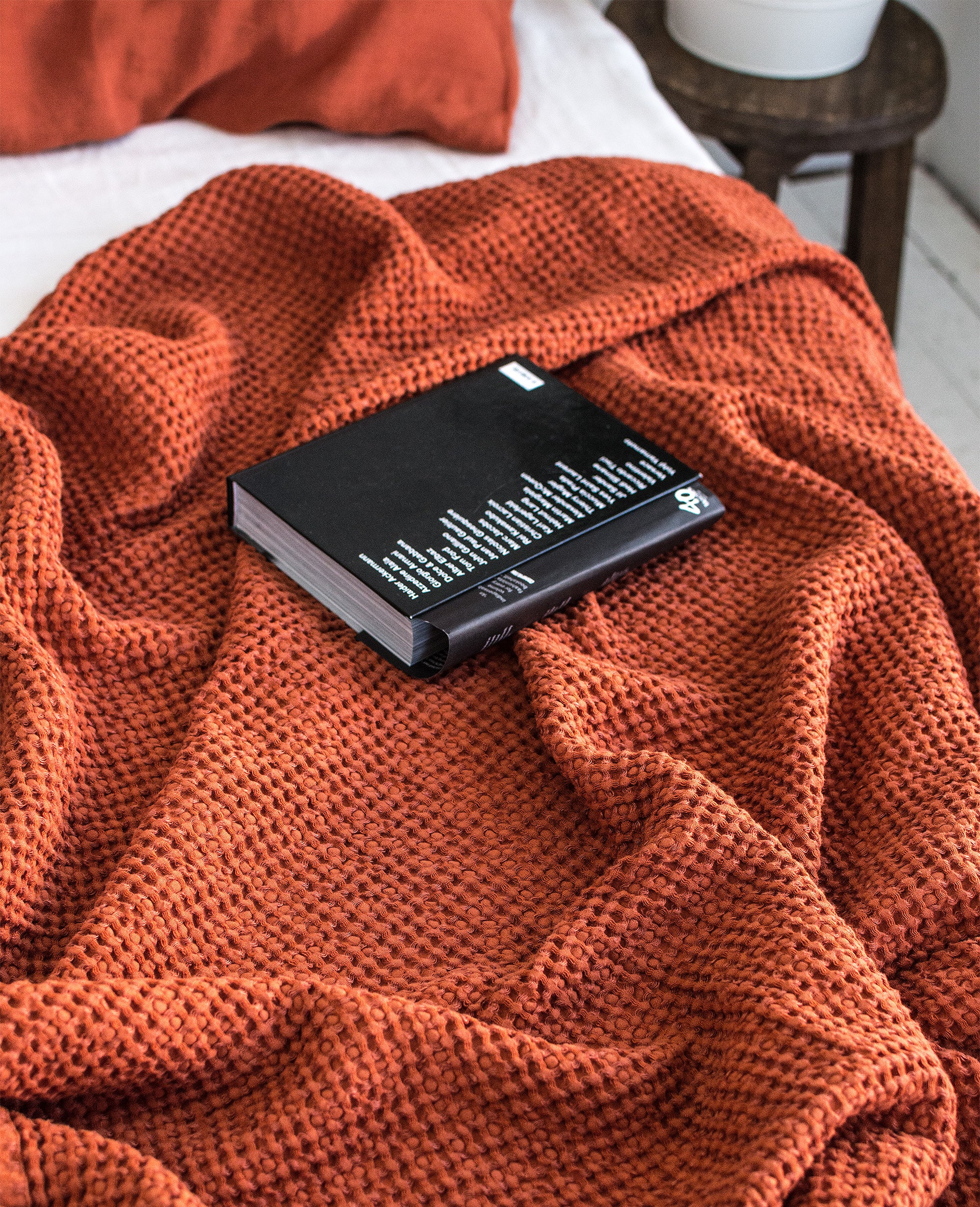Waffle Blanket in Clay Red