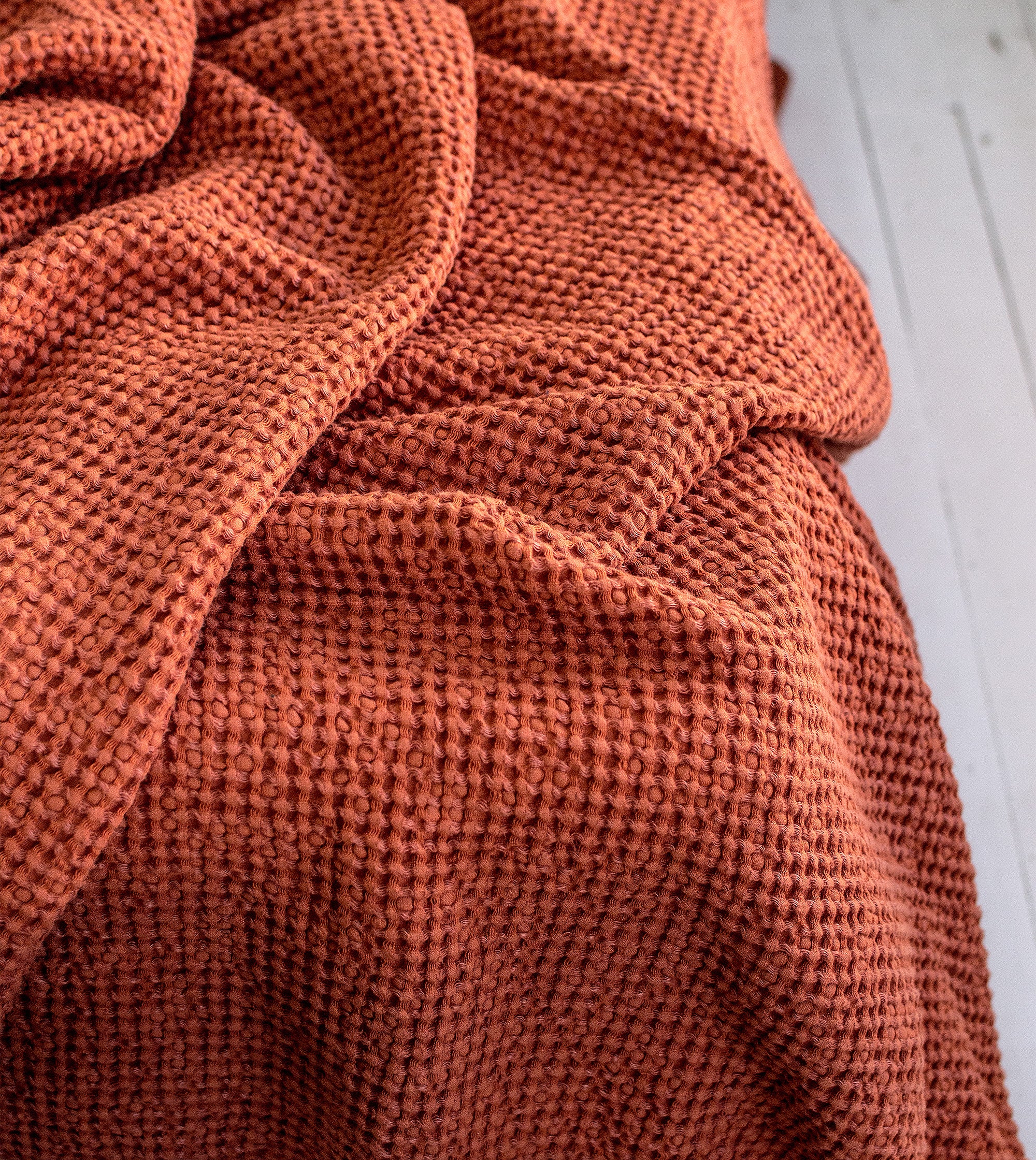 Waffle Blanket in Clay Red