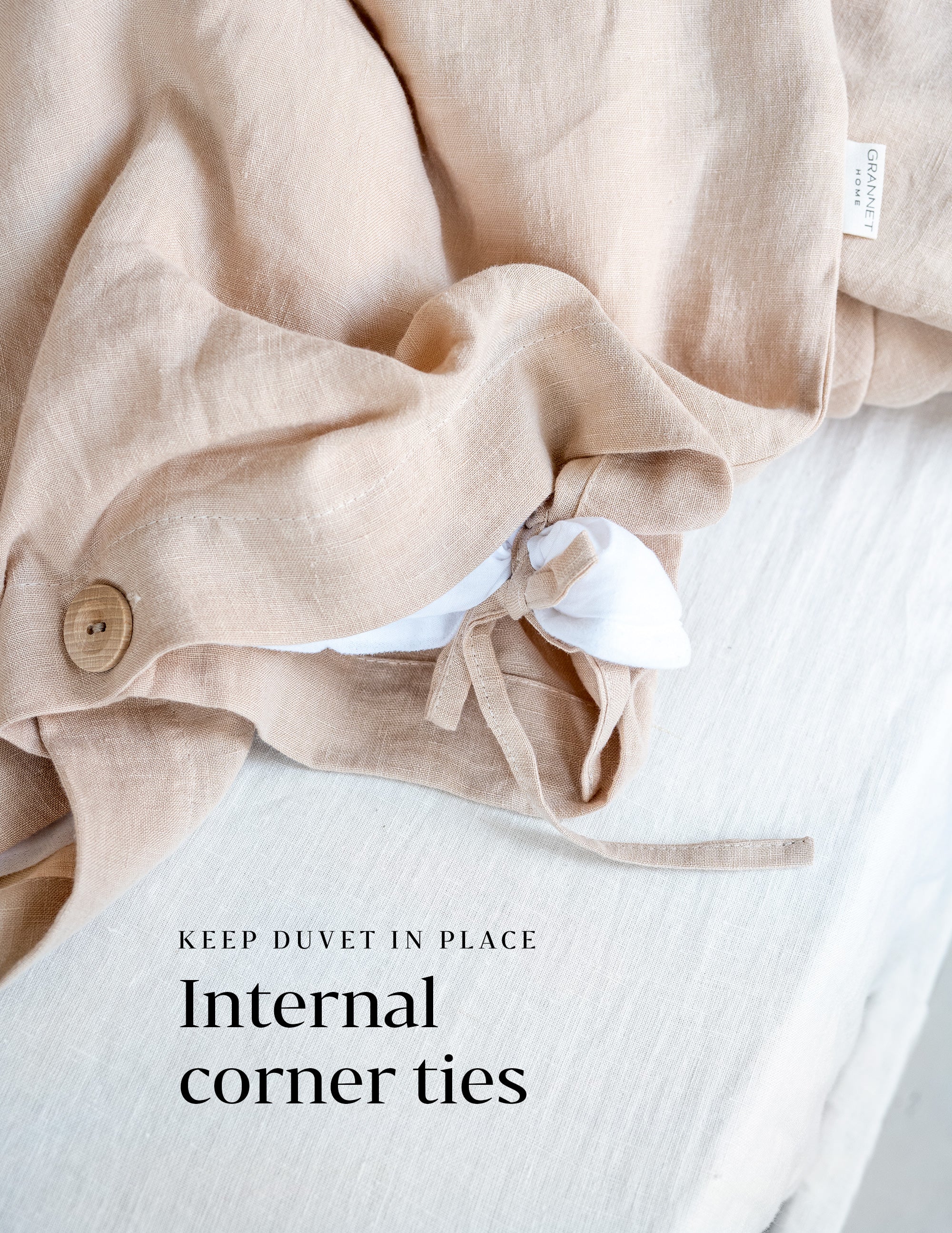 Linen Bedding Set in Cream - Duvet Cover & 2 Pillowcases