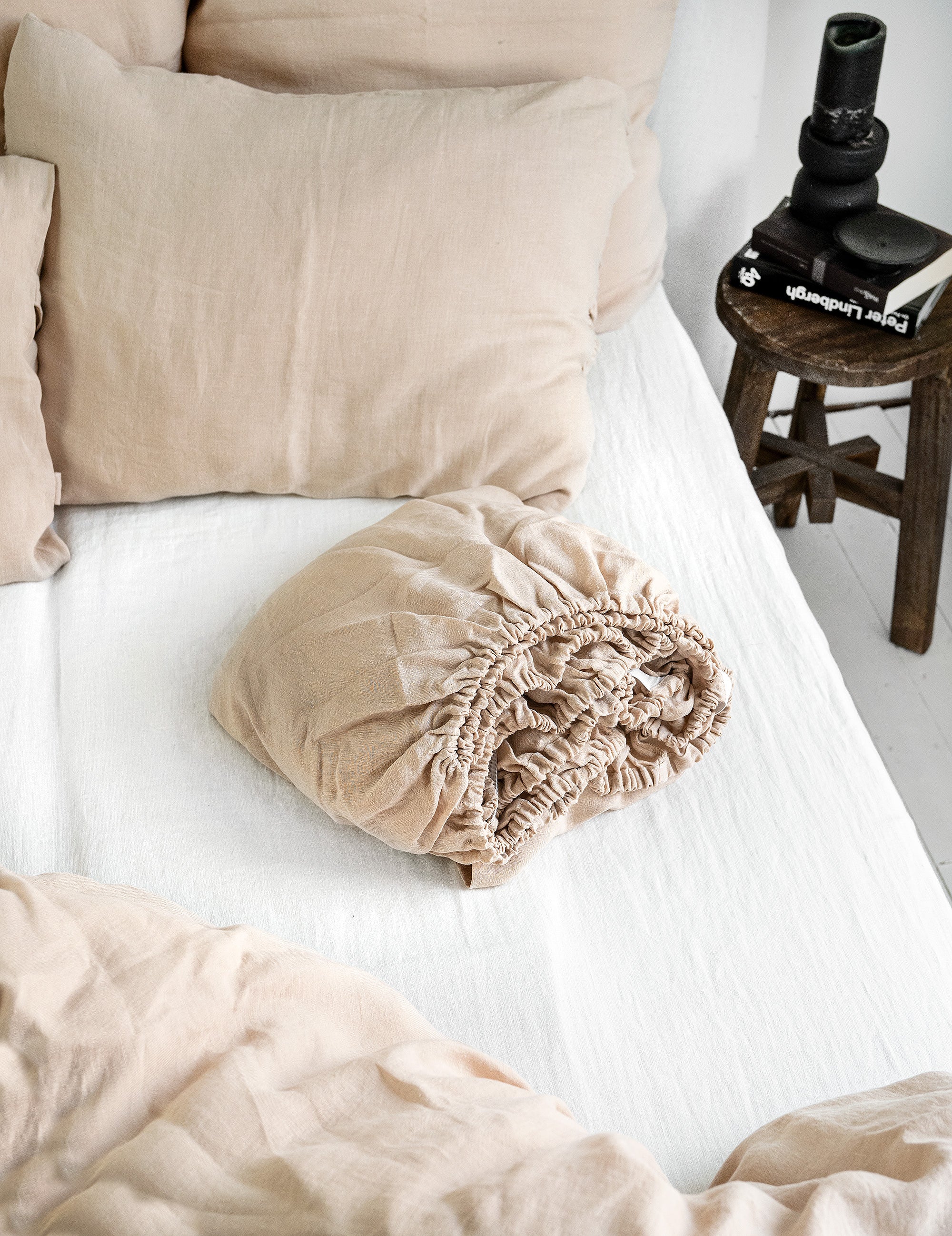 Linen Fitted Sheet in Cream