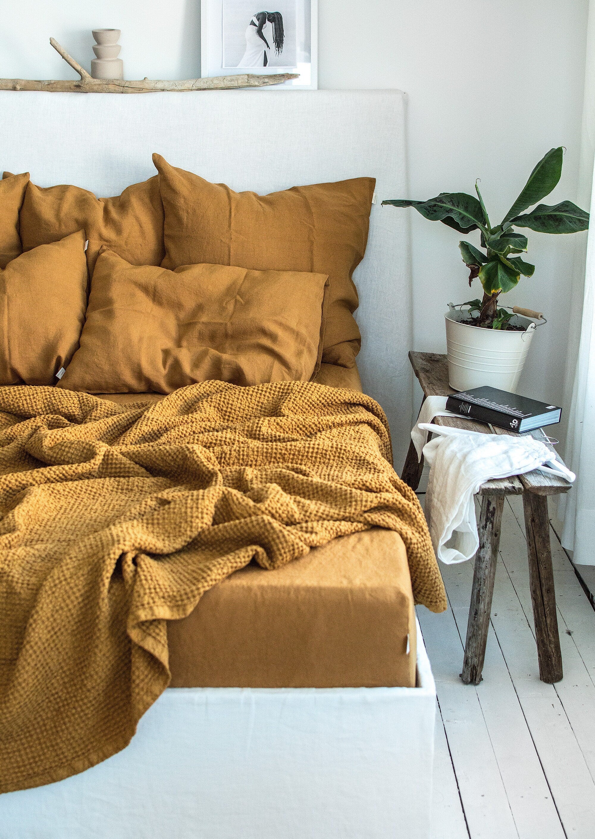 Waffle Blanket in Mustard