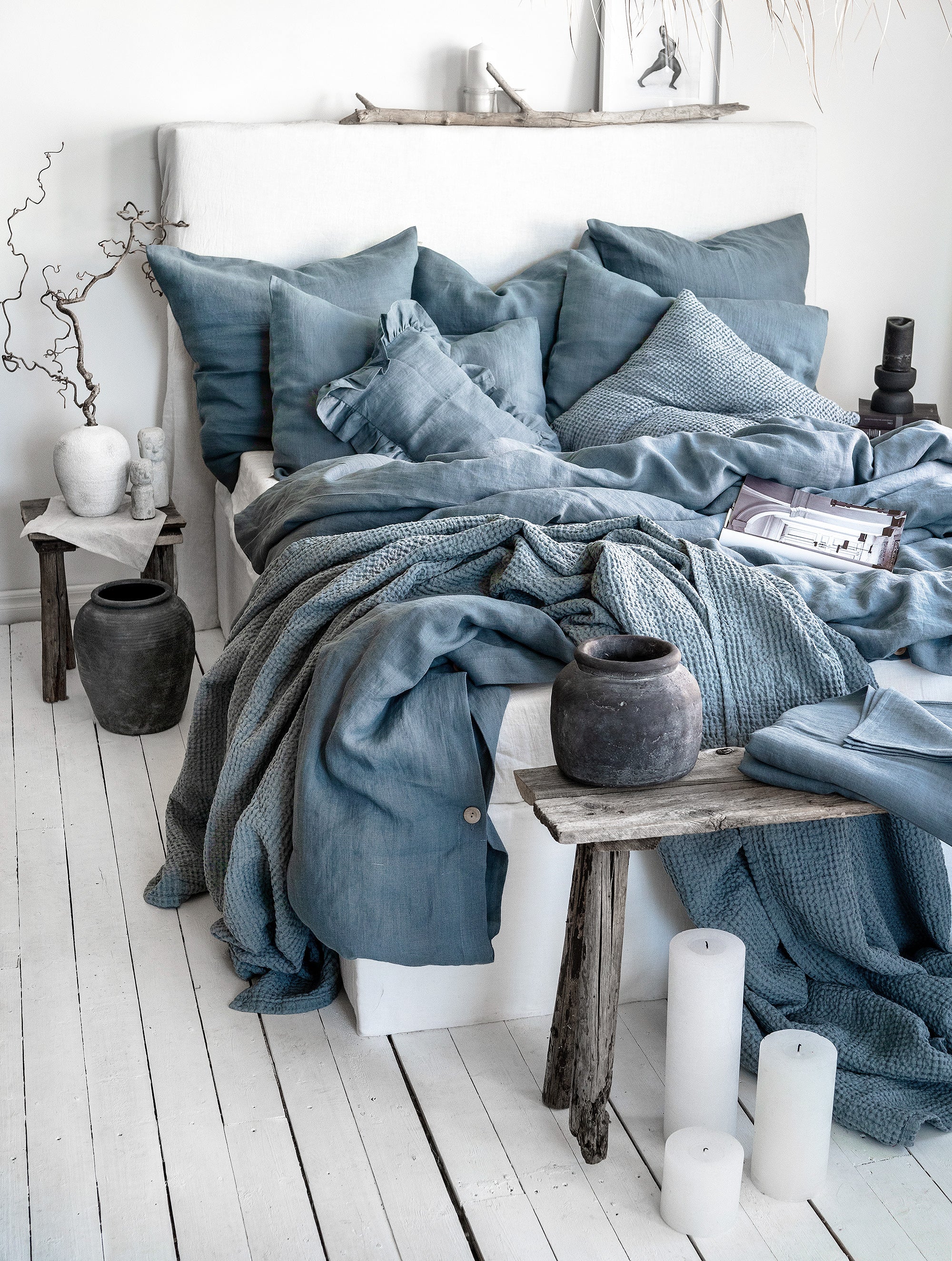 Linen Pillowcase in Dusty Blue