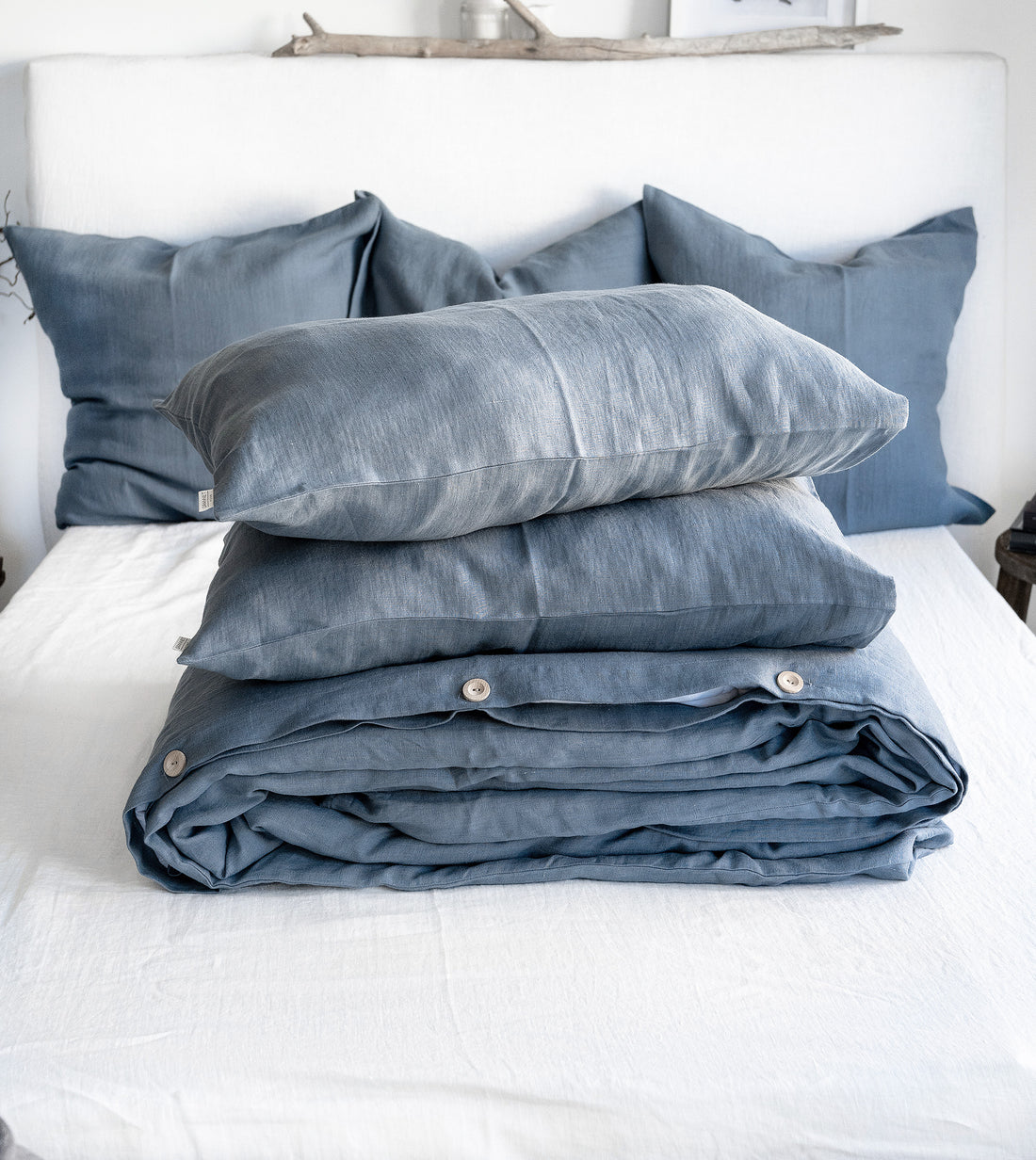 Linen Bedding Set in Dusty Blue - Duvet Cover & 2 Pillowcases