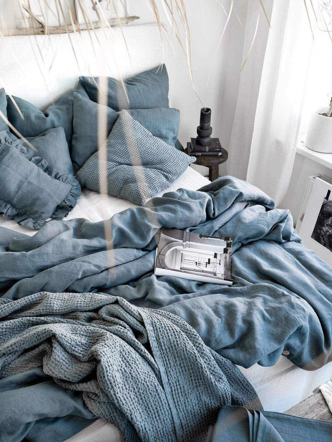 Linen Duvet Cover in Dusty Blue