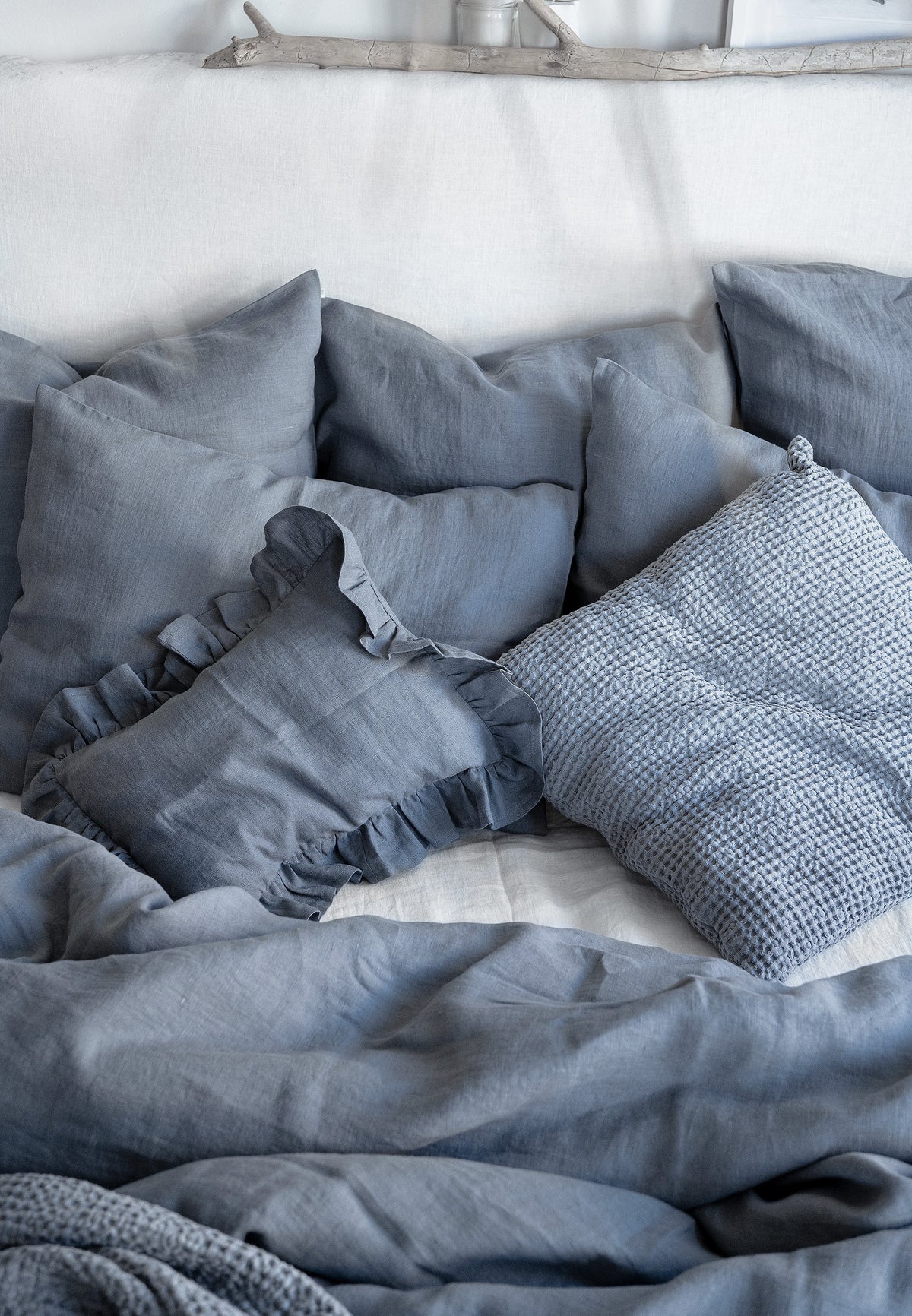 Linen Duvet Cover in Dusty Blue