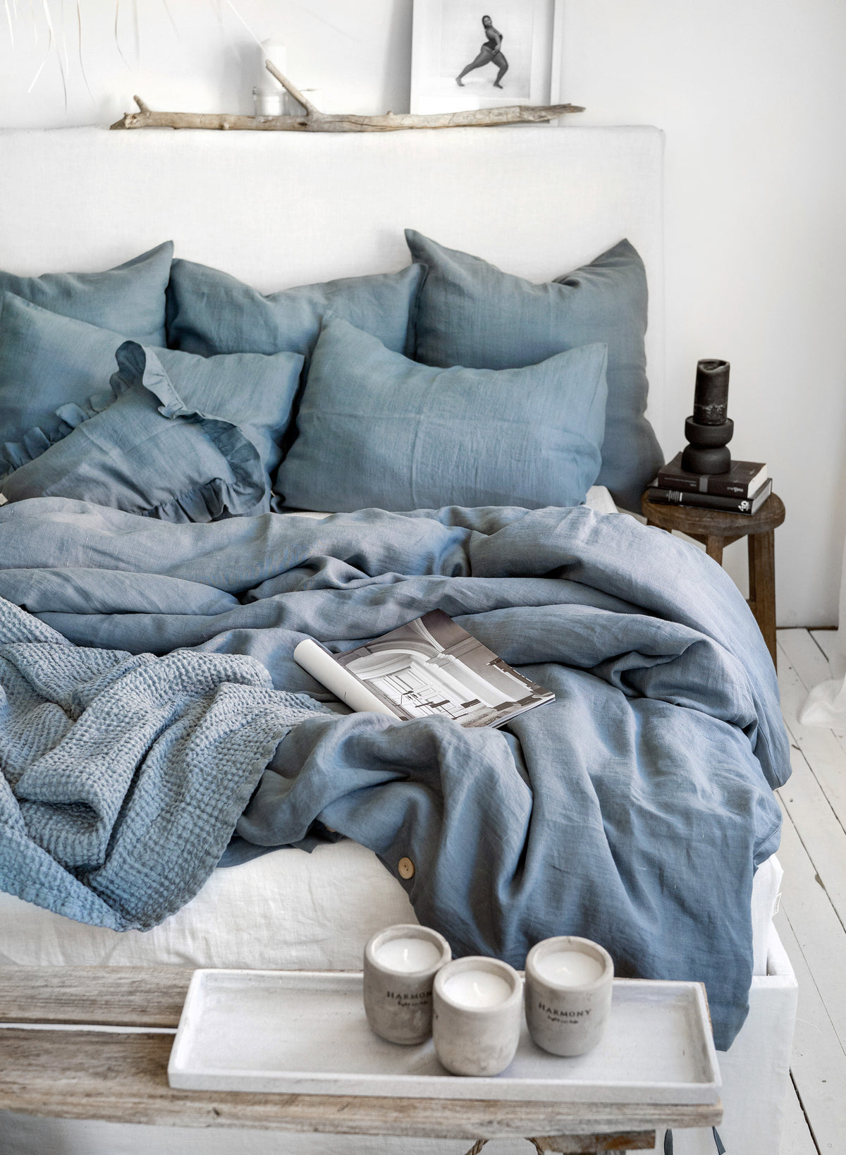 Linen Bedding Set in Dusty Blue - Duvet Cover & 2 Pillowcases