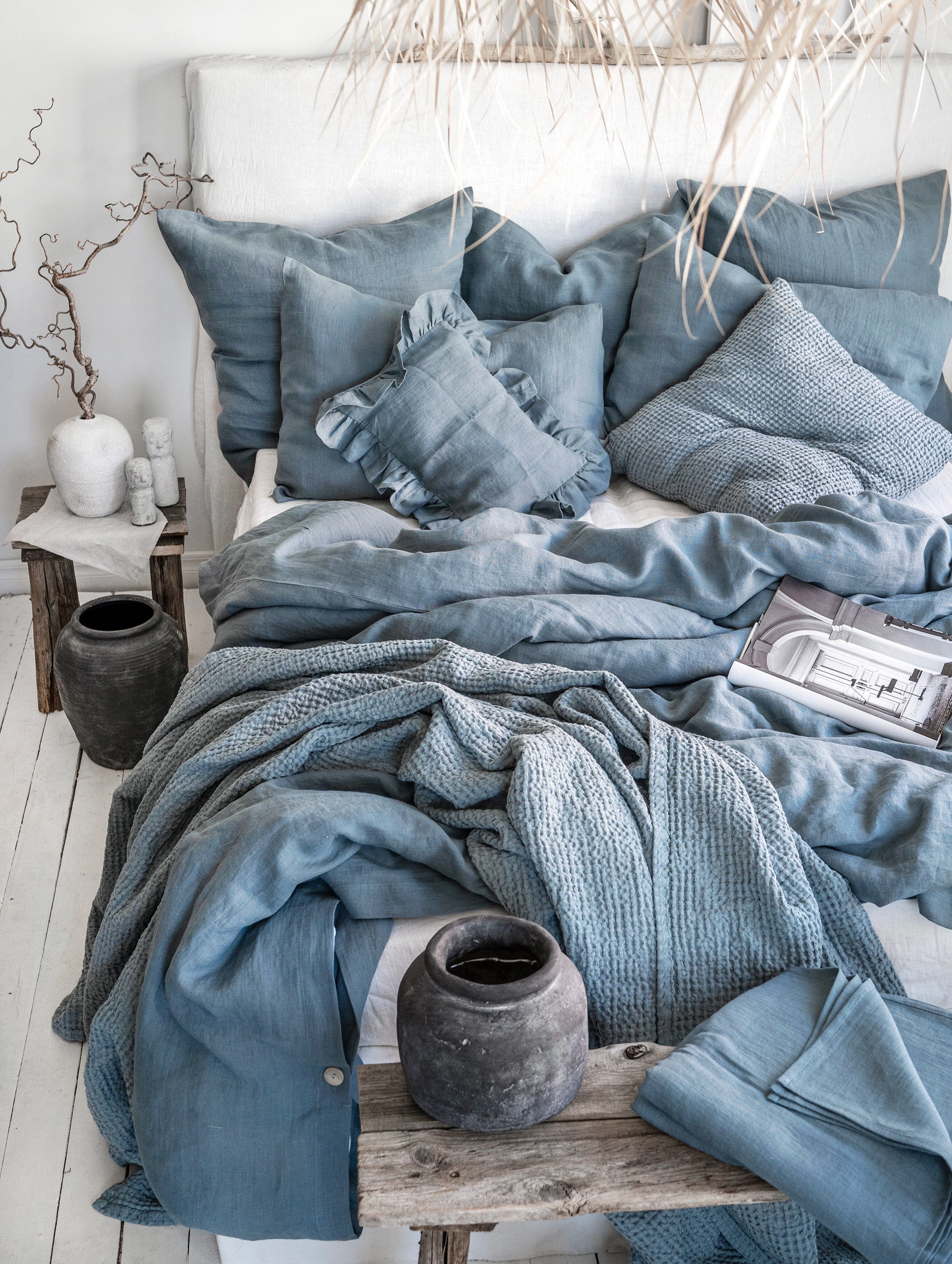 Linen Pillowcase in Dusty Blue
