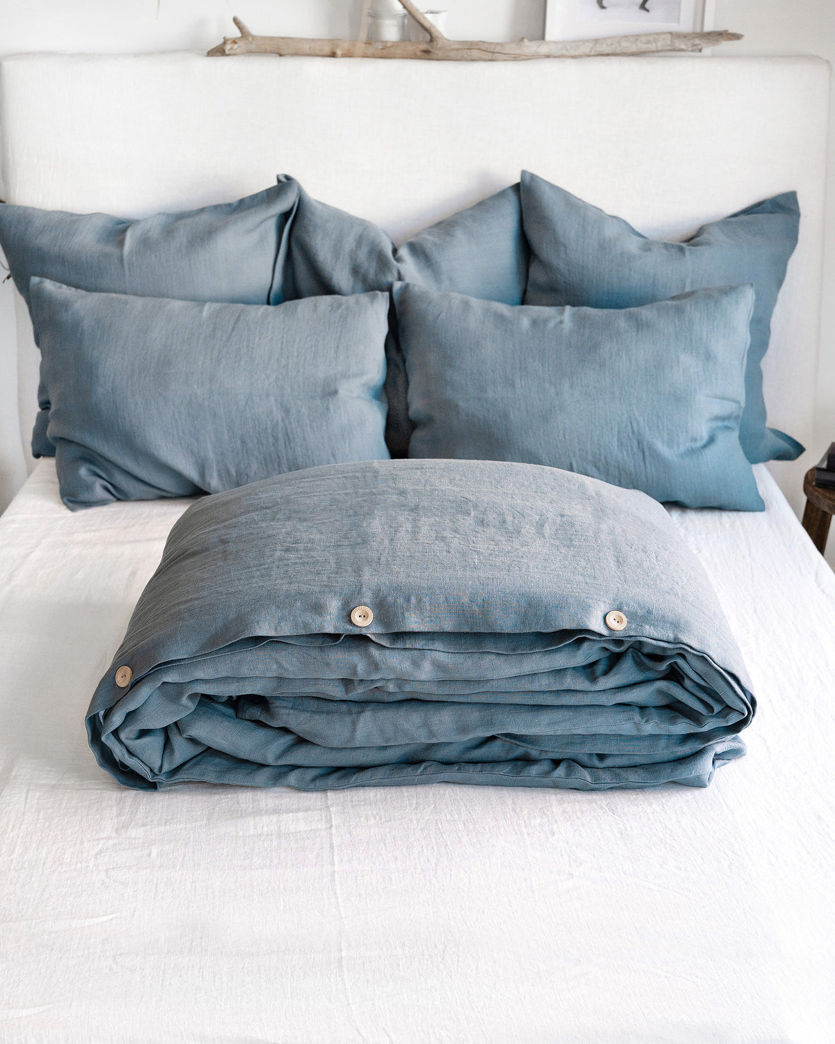 Linen Duvet Cover in Dusty Blue