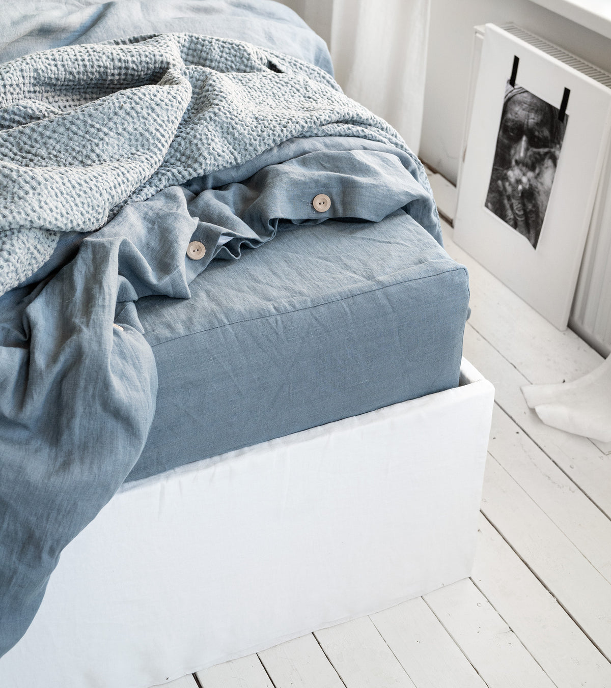 Linen Sheet Set in Dusty Blue