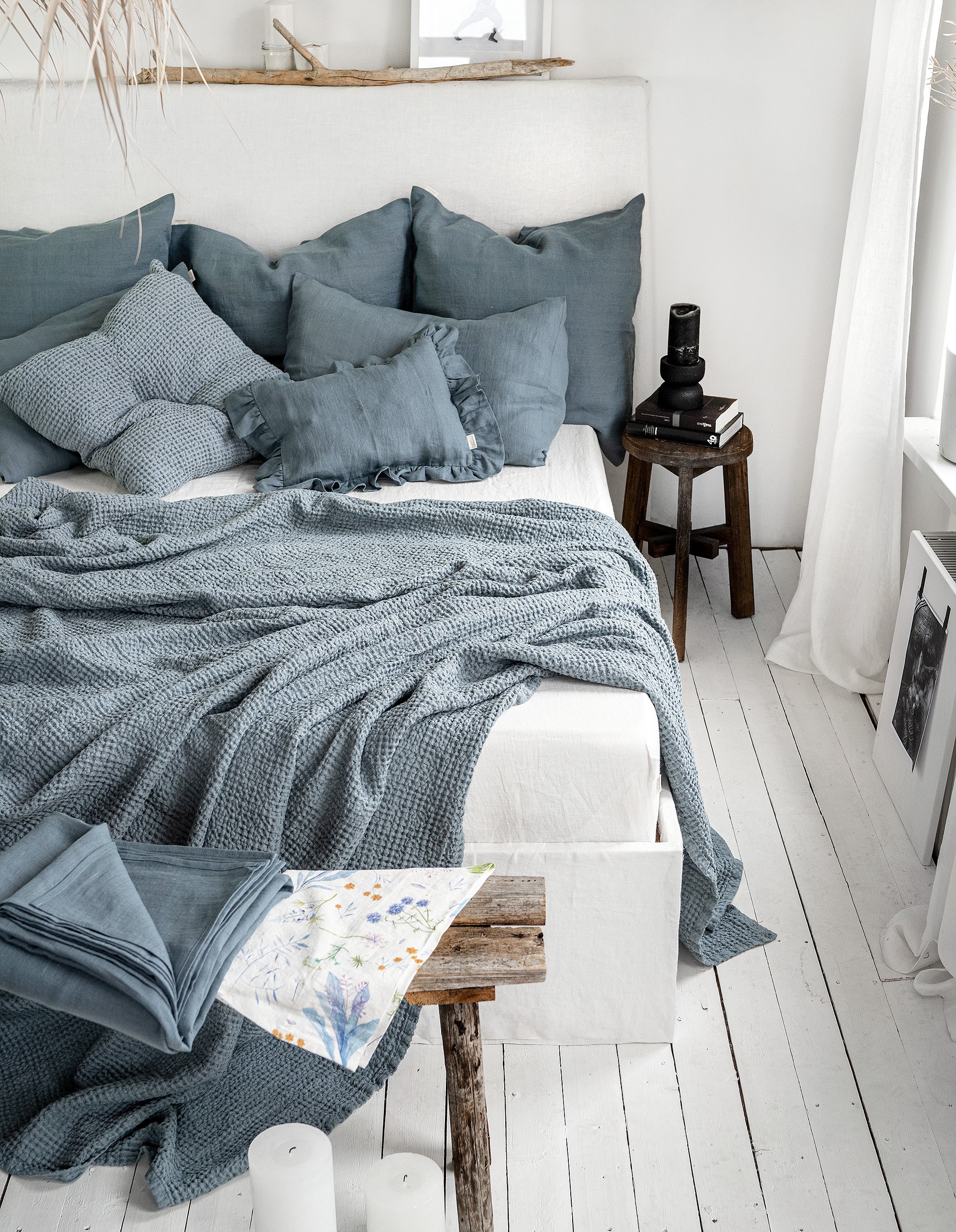 Waffle Blanket in Dusty Blue