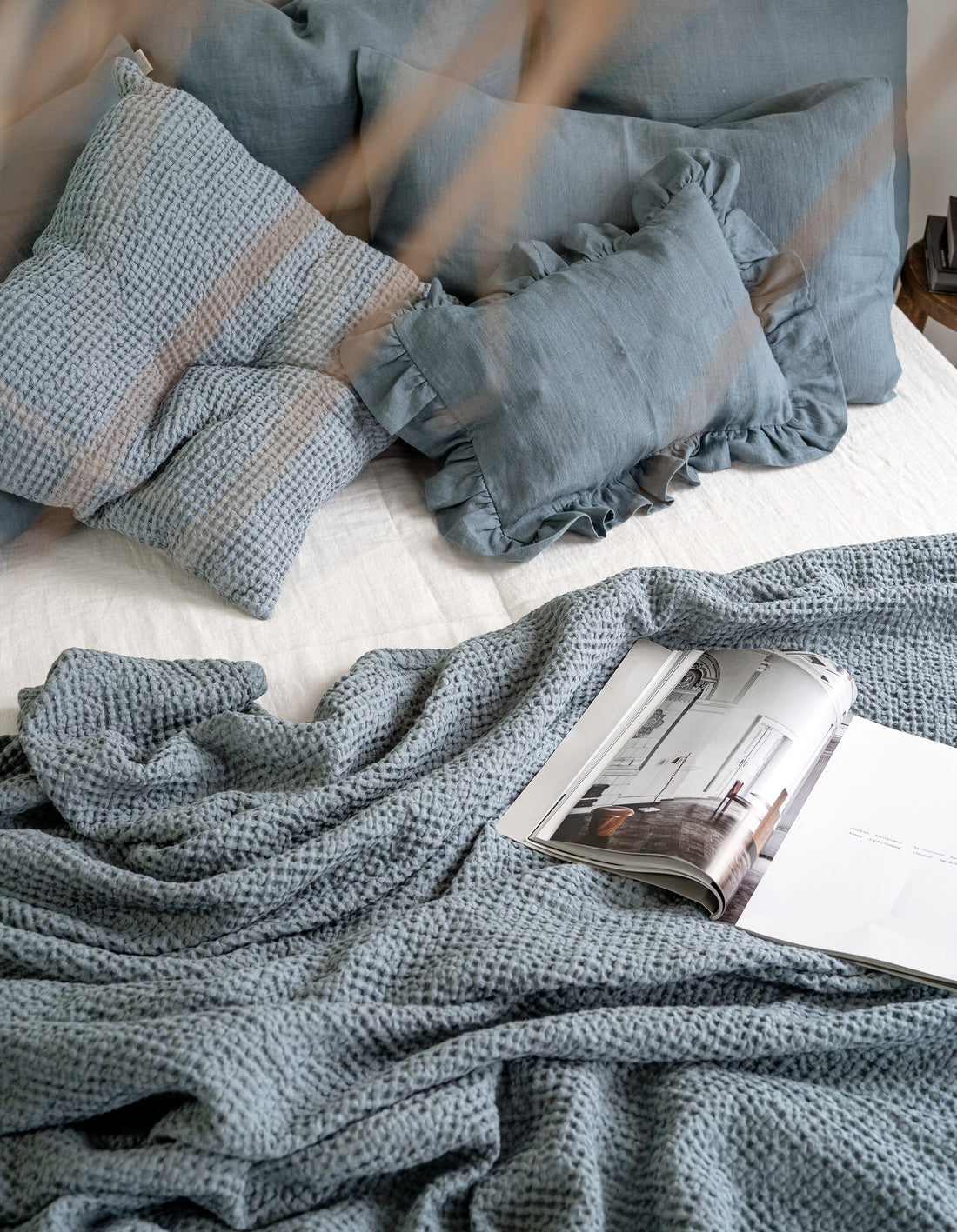 Linen Sheet Set in Dusty Blue