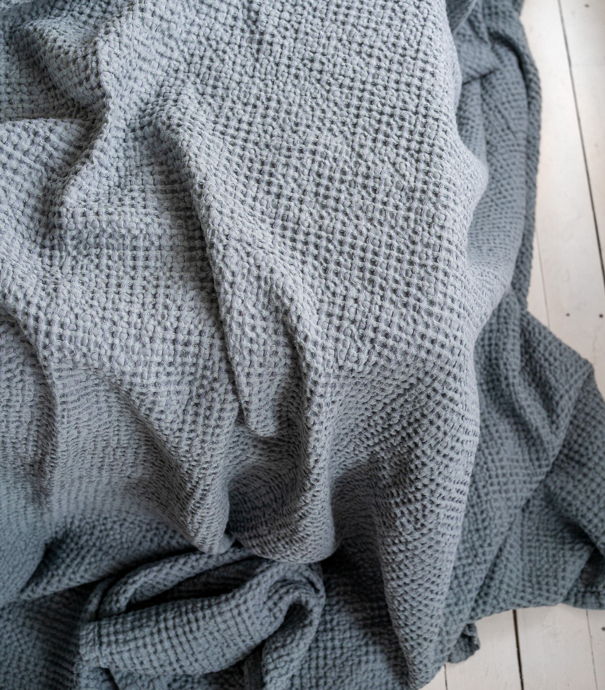 Waffle Blanket in Dusty Blue