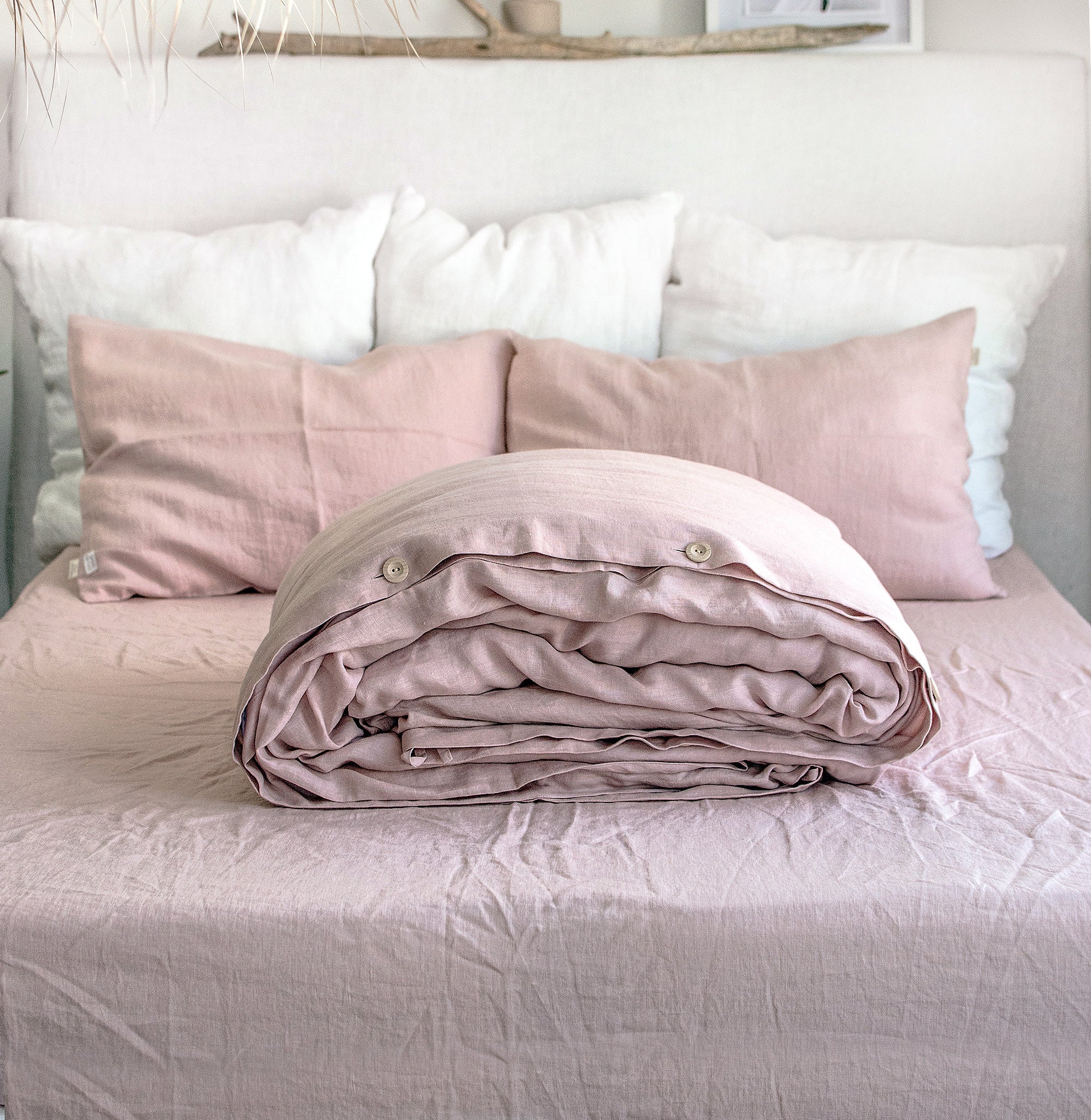 Linen Duvet Cover in Dusty Rose