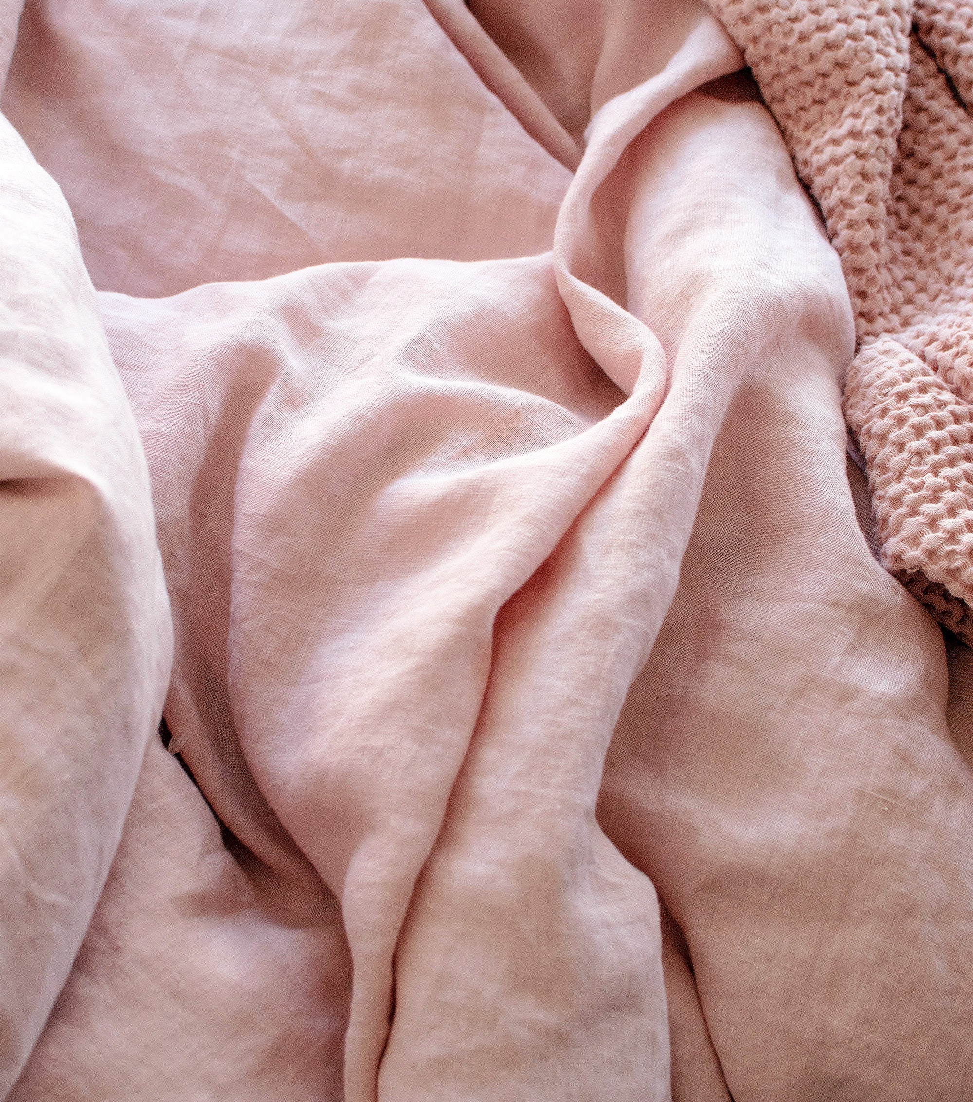 Linen Fitted Sheet in Dusty Rose