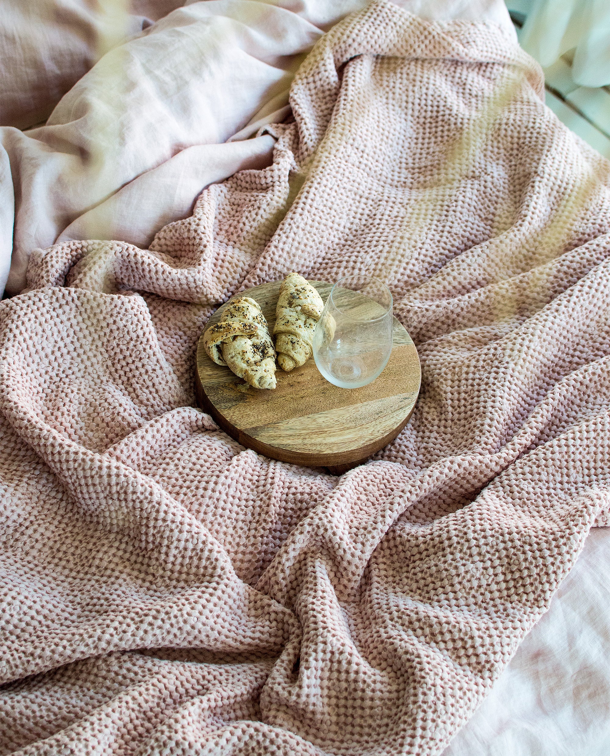 Waffle Blanket in Dusty Rose