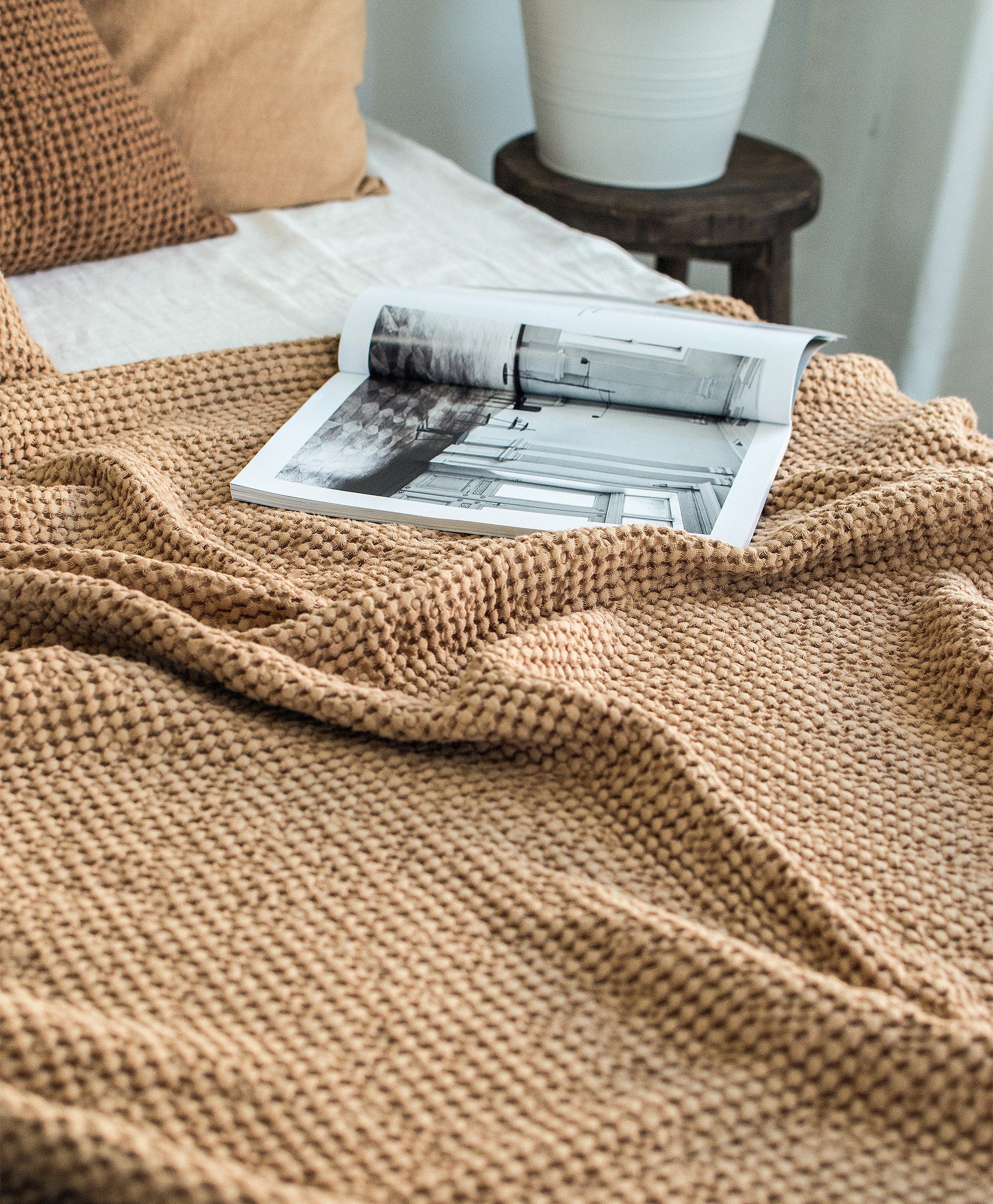 Waffle Blanket in Peanut
