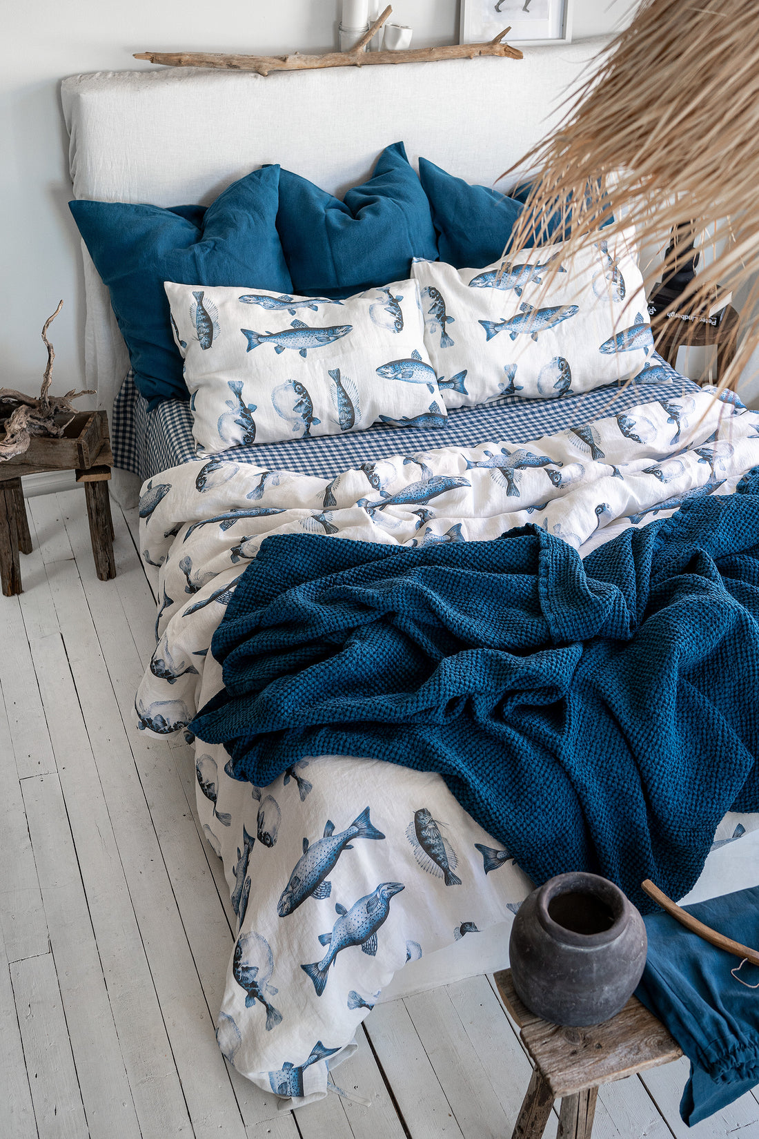 Waffle Blanket in Lake Blue
