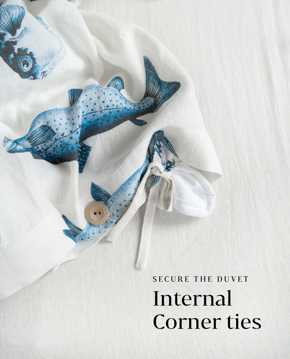 Linen Bedding Set in Fisherman - Duvet Cover & 2 Pillowcases