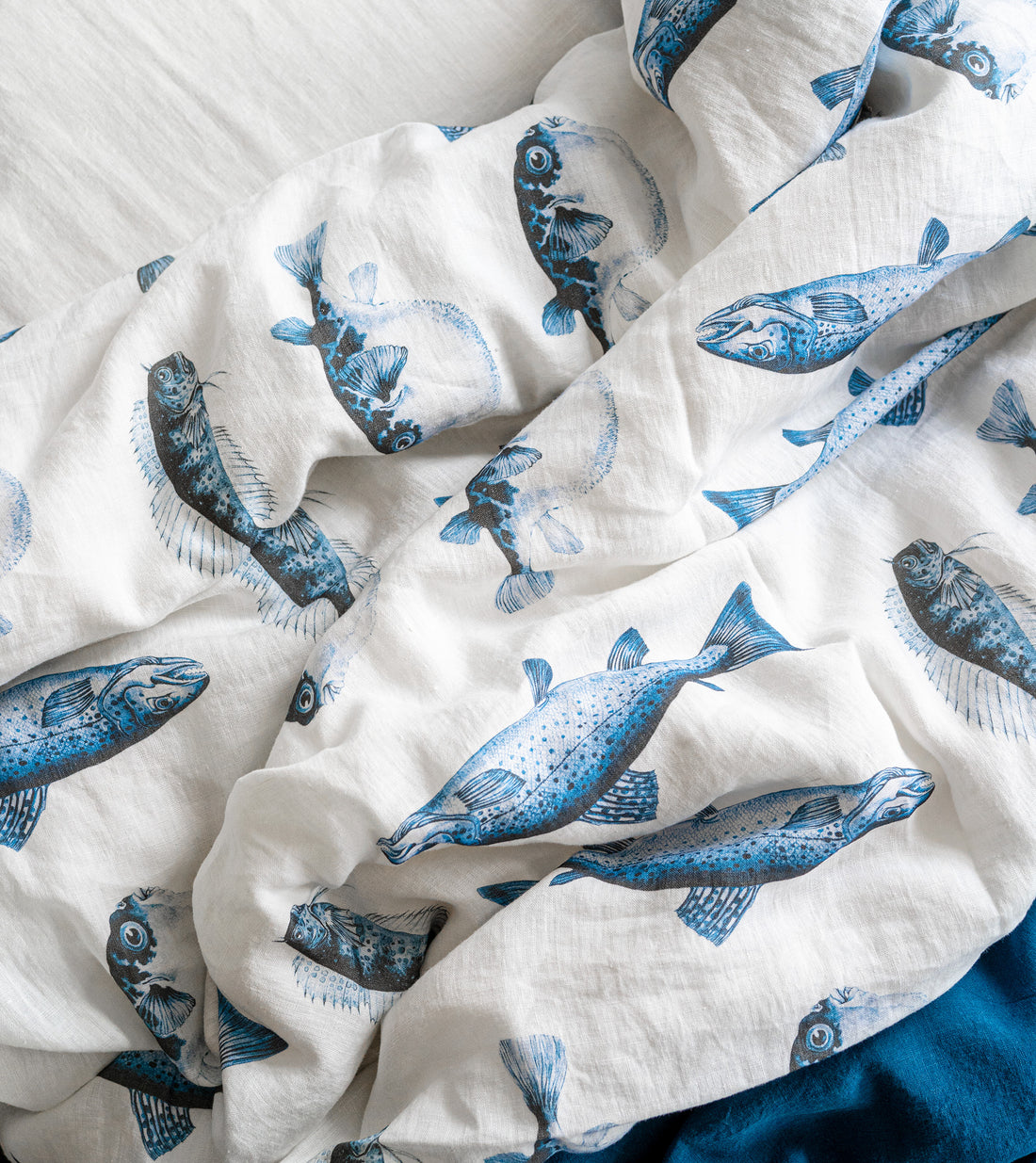 Linen Duvet Cover in Fisherman pattern
