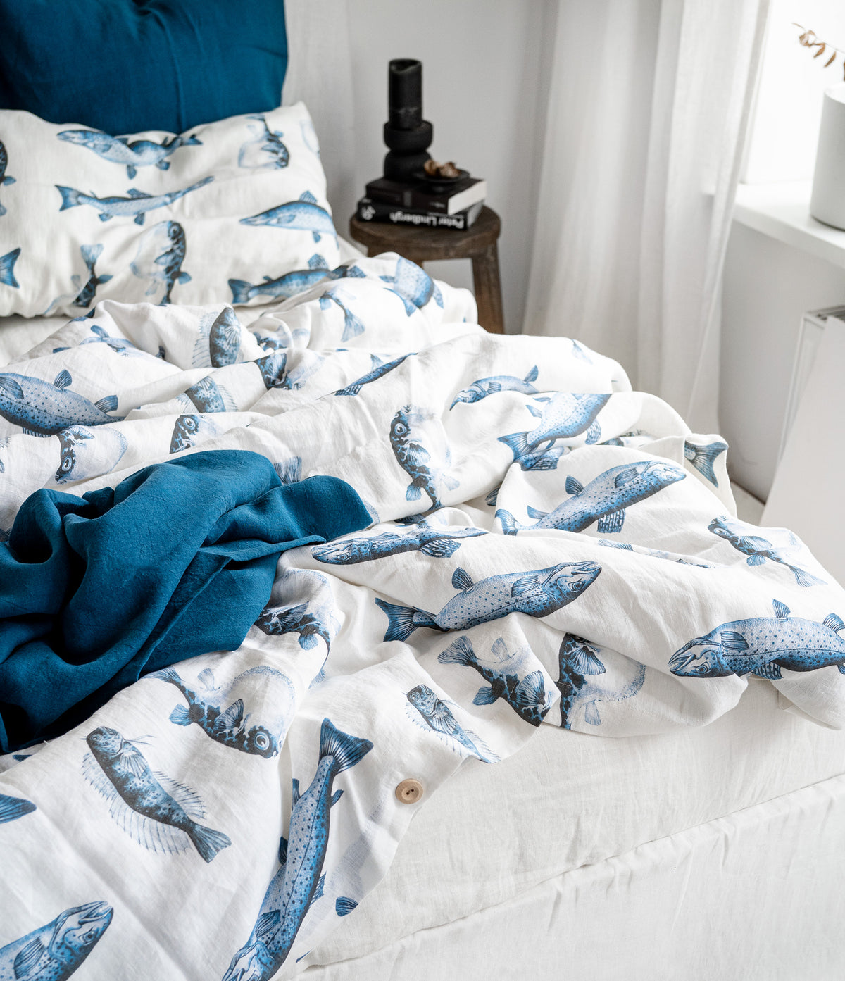 Linen Bedding Set in Fisherman - Duvet Cover & 2 Pillowcases