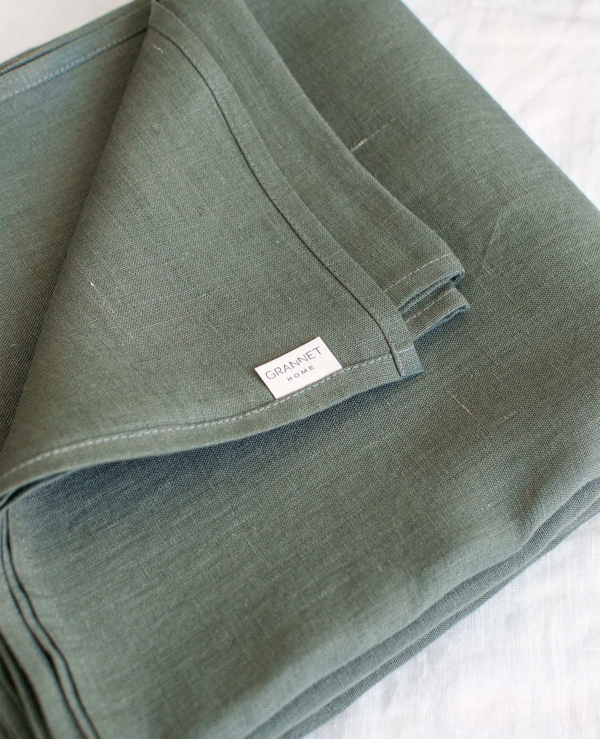 Linen Flat Sheet in Botanic Green