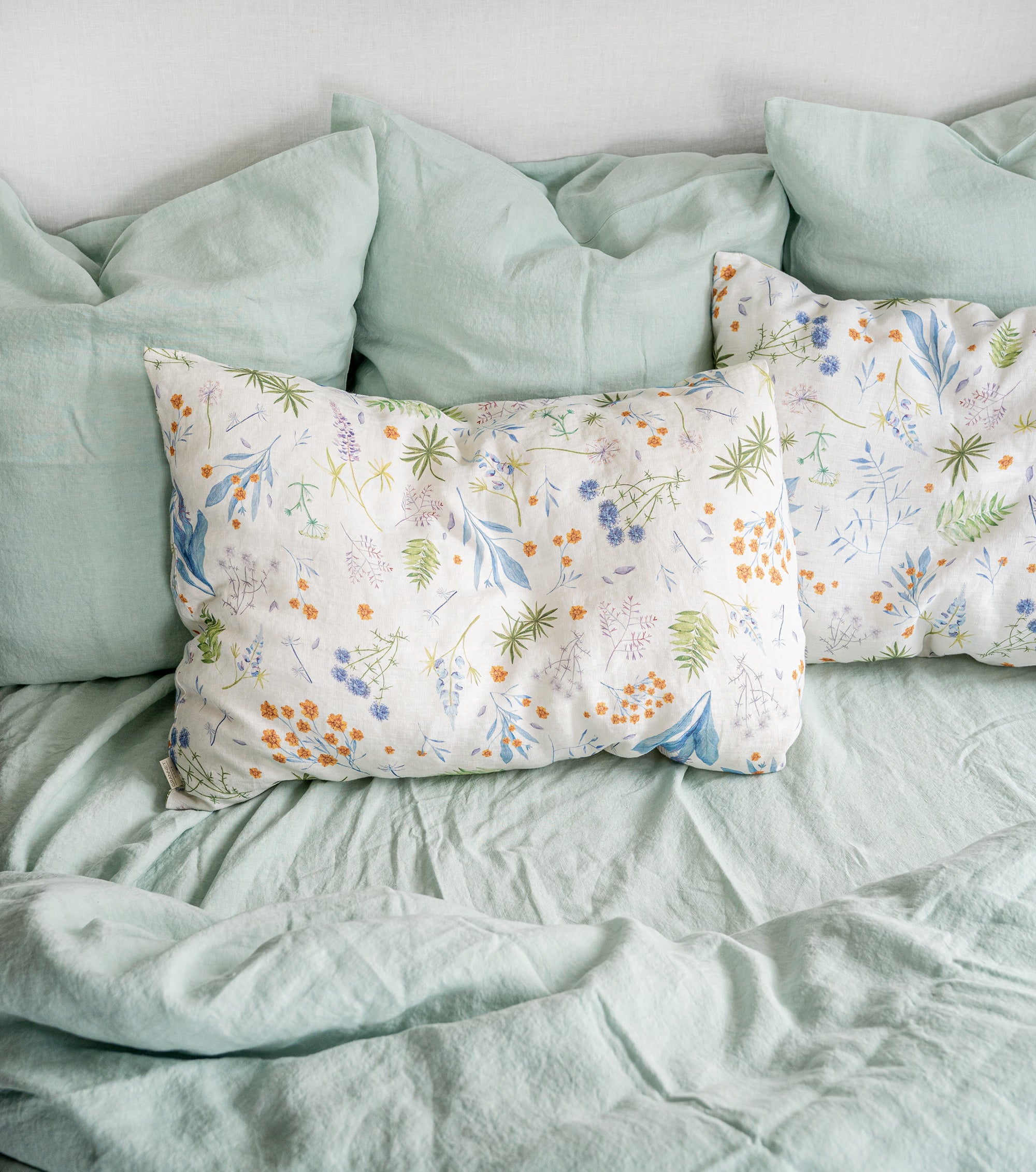 Linen Sheet Set in Mint Green