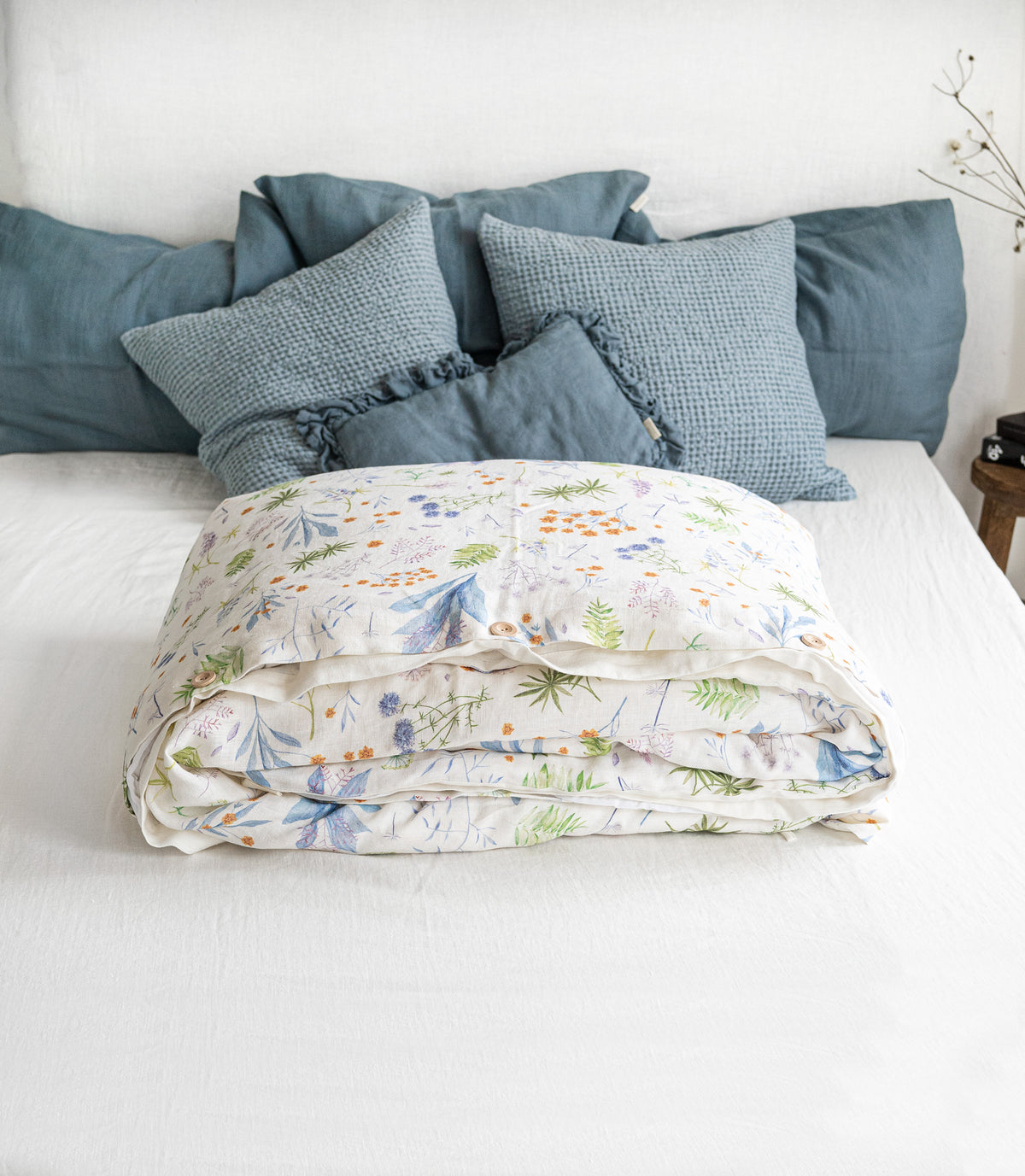 Linen Duvet Cover in Floral pattern