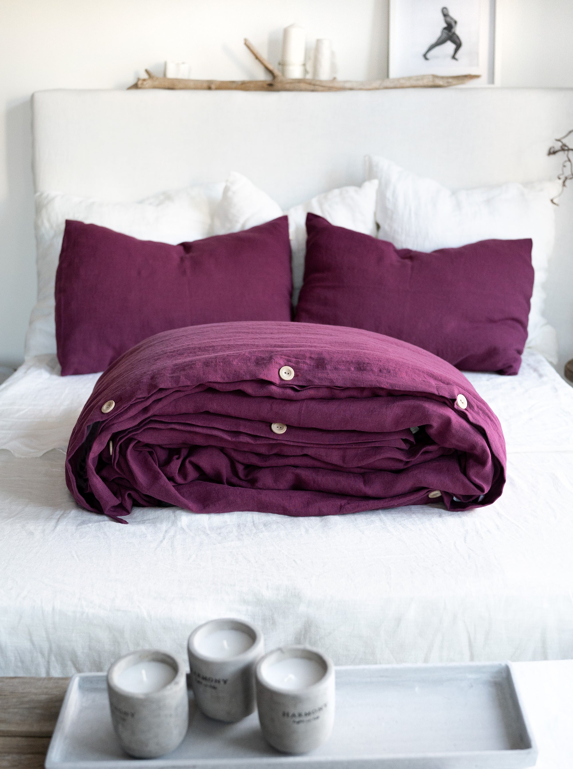 Linen Duvet Cover in Fuchsia