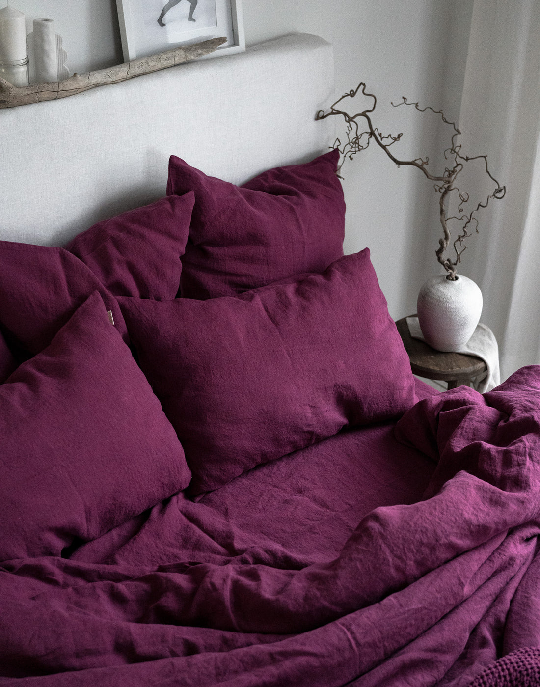 Linen Sheet Set in Fuchsia