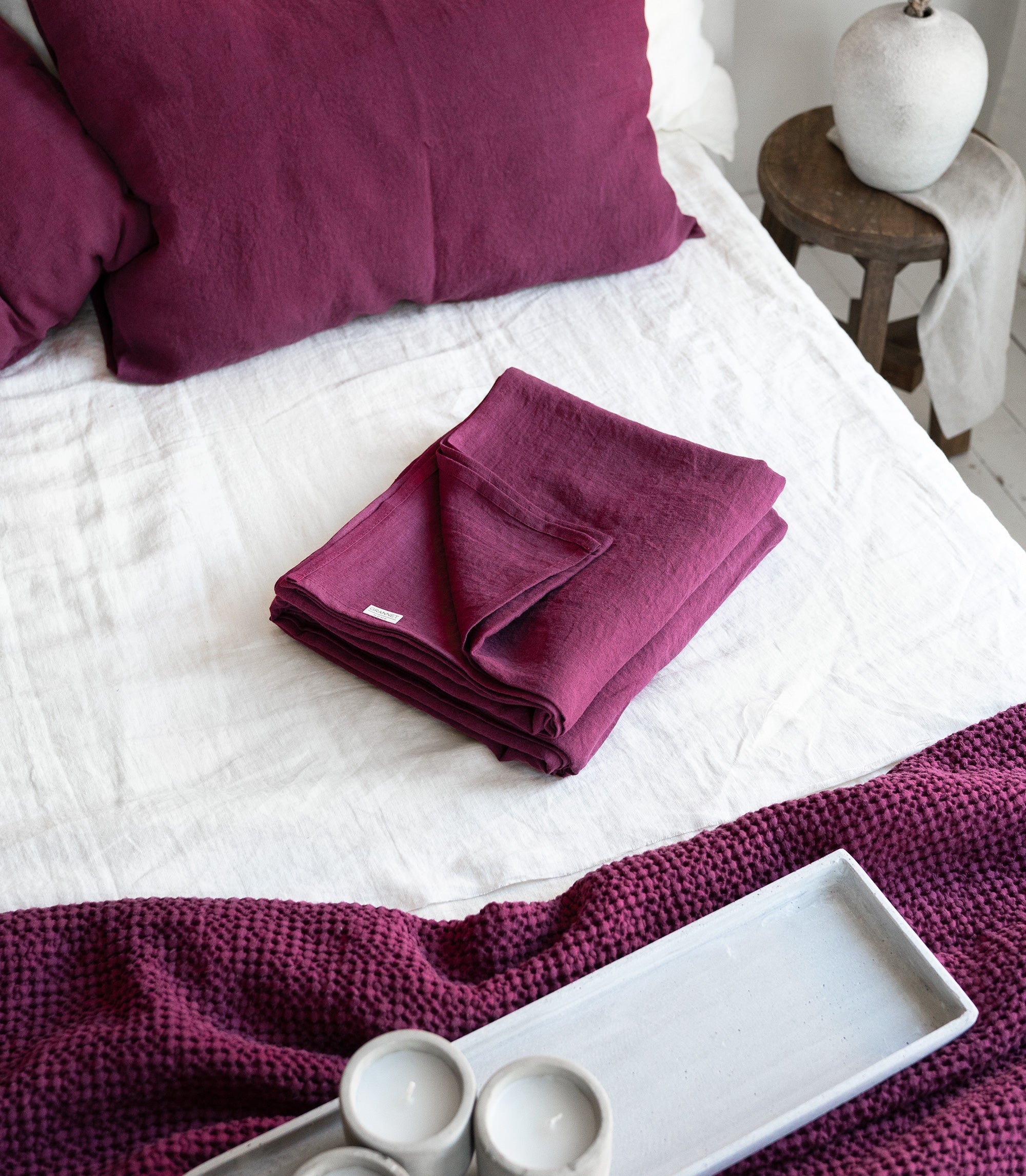 Linen Flat Sheet in Fuchsia